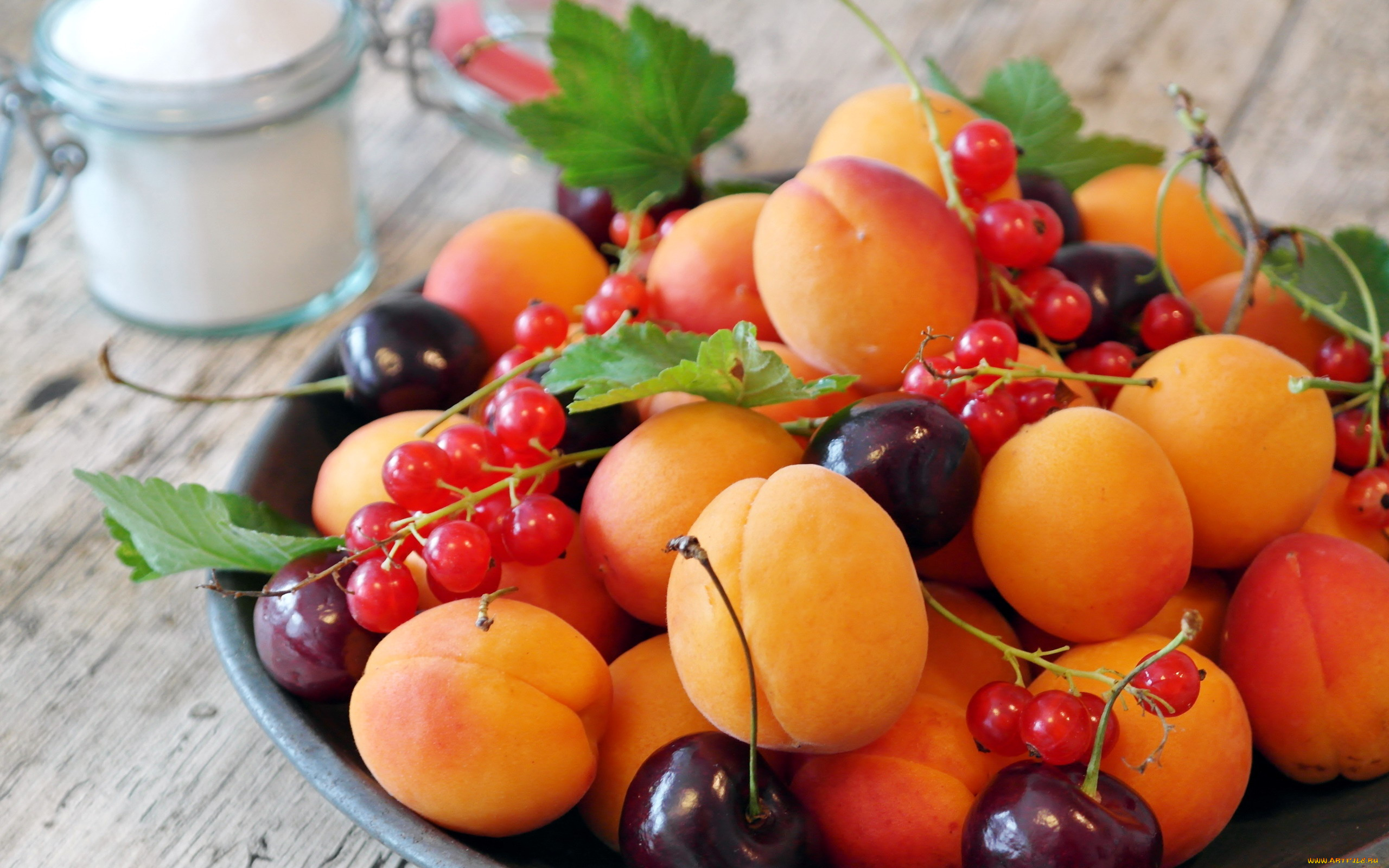 еда, фрукты, , ягоды, абрикосы, красная, смородина, вишни