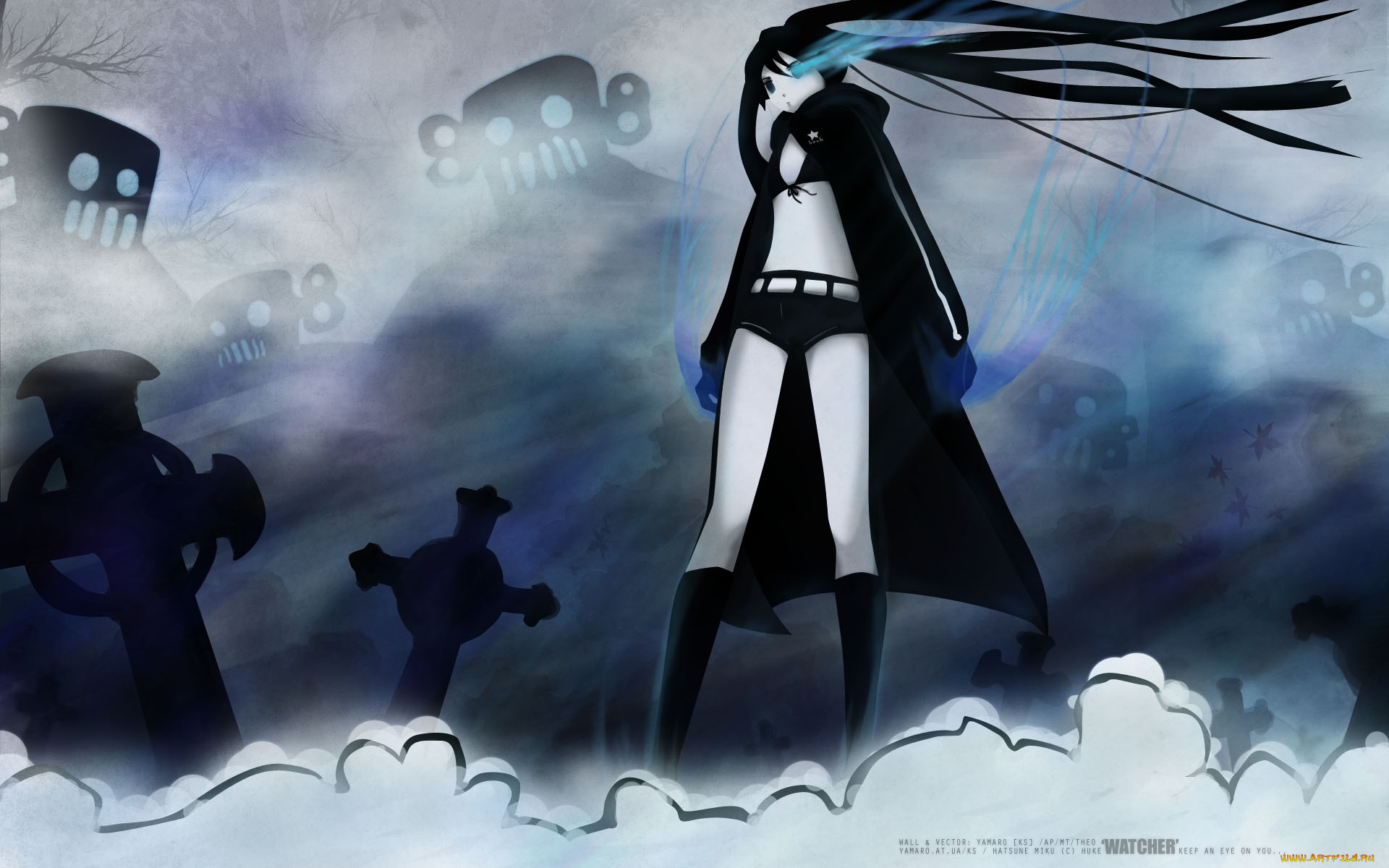 аниме, black, rock, shooter