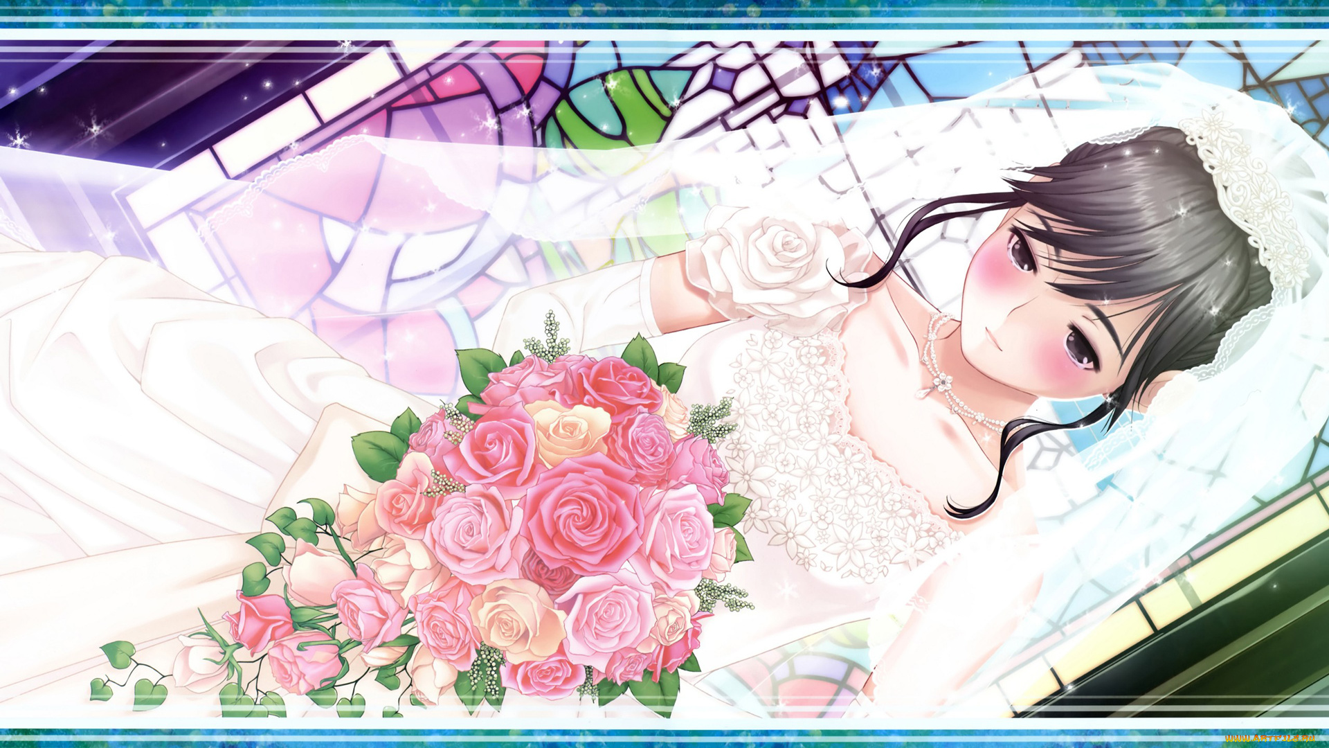 аниме, loveplus, девушка, цветы