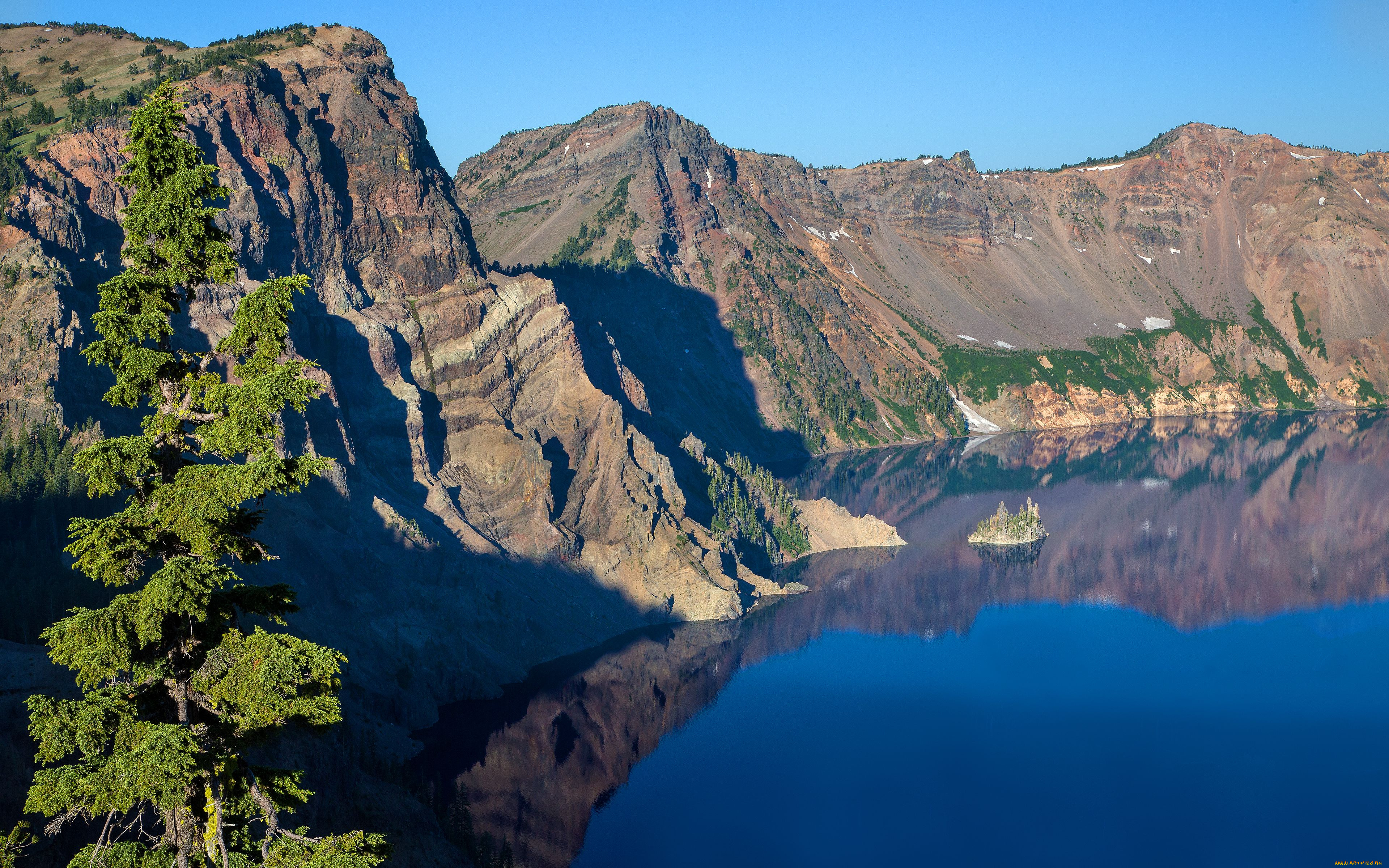 crater, lake, national, park, oregon, природа, реки, озера, горы, орегон, озеро, крейтер, отражение, дерево