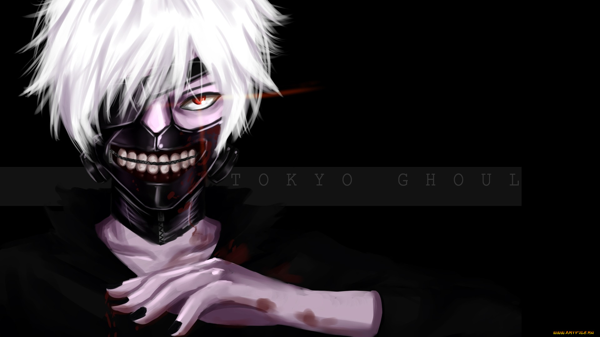 аниме, tokyo, ghoul, красный, глаз, маска, парень, токийский, гуль