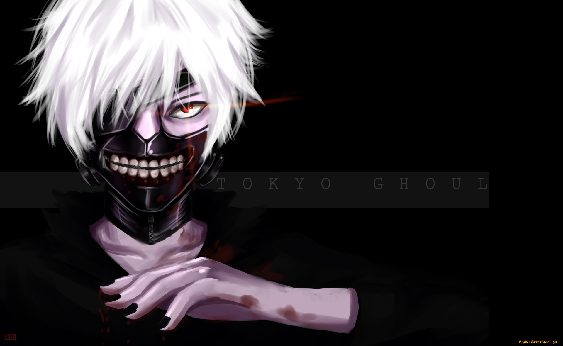 аниме, tokyo, ghoul, красный, глаз, маска, парень, токийский, гуль