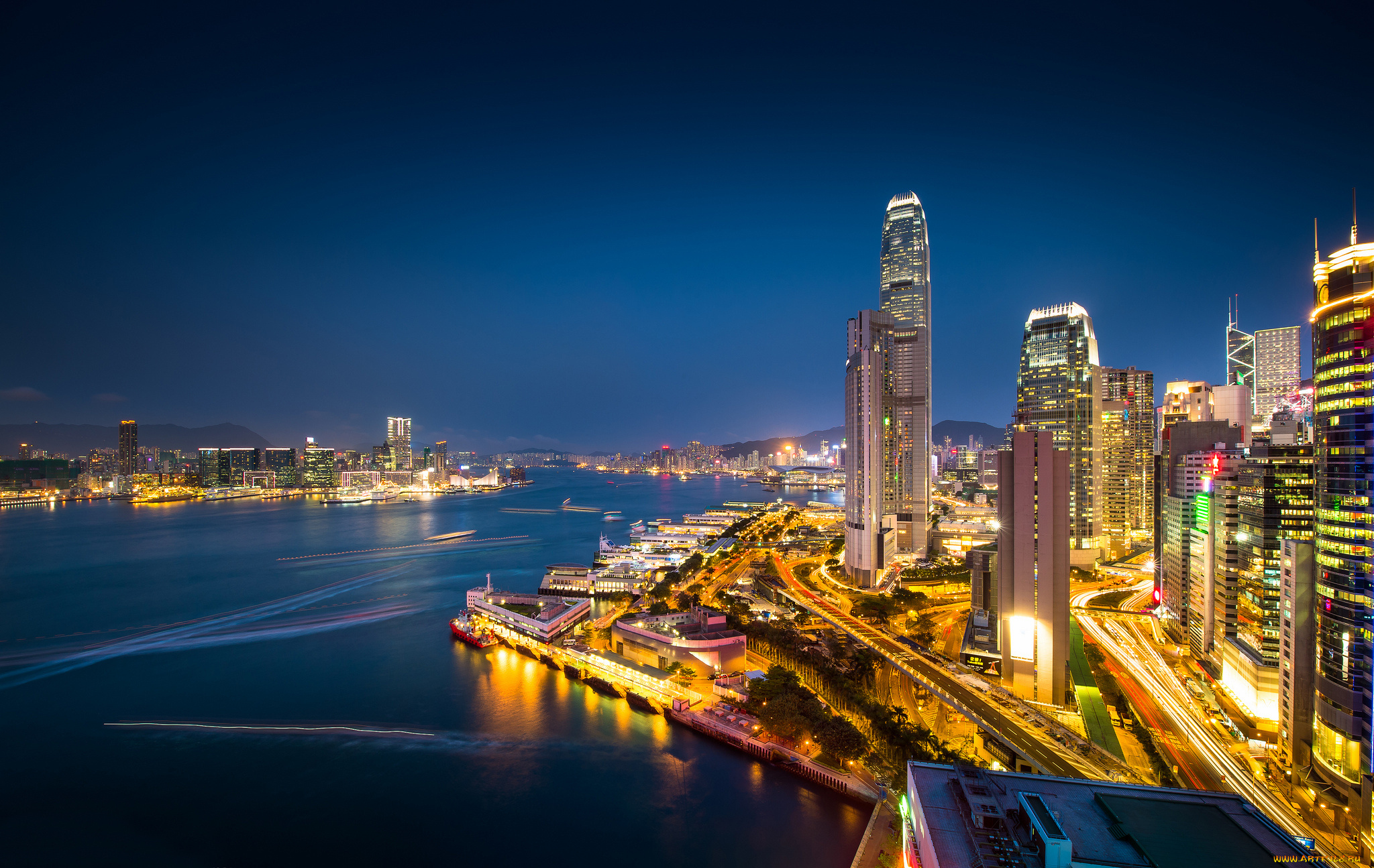 Гонконг архитектура ночь город страны скачать