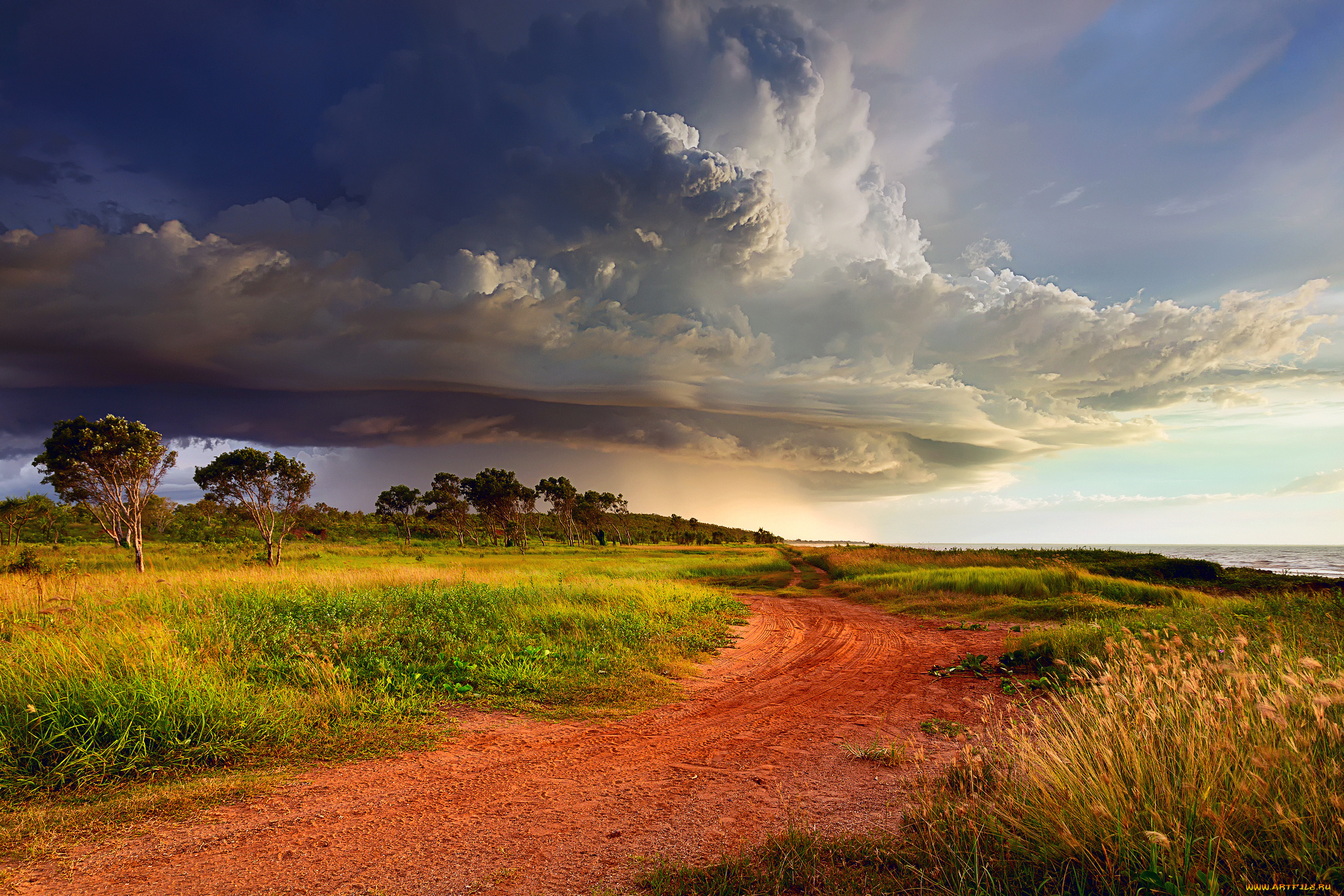природа, дороги, облака, берег, дорога, небо, тучи, шторм, австралия, циклон