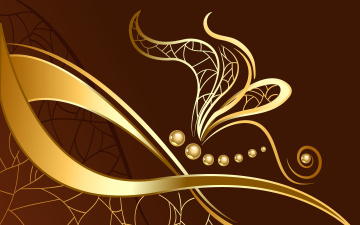 Картинка векторная+графика животные абстракция бабочки узор золото
