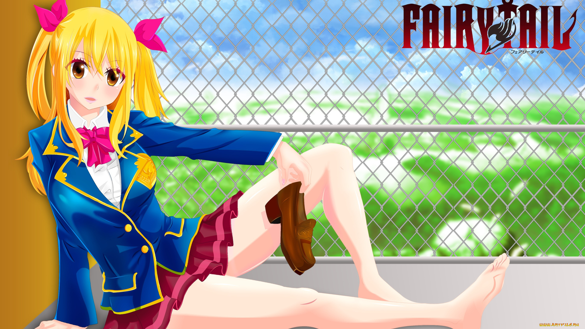 fairy, tail, аниме, lucy, фон, взгляд, девушка
