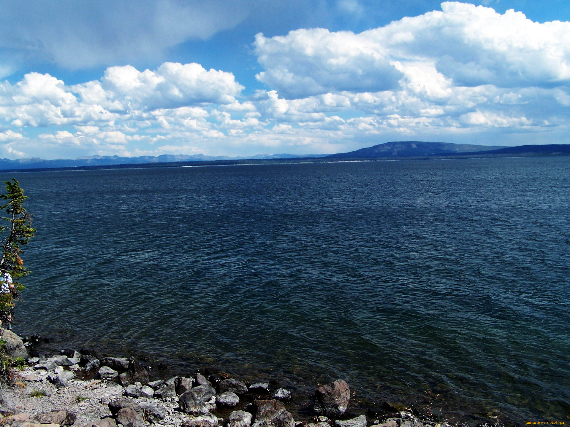 природа, побережье, камни, вода, море, облака