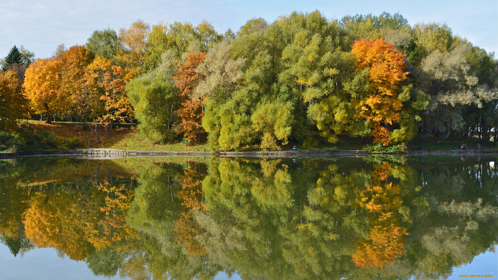 природа, реки, озера, октябрь, золотая, осень, деревья, вода, пейзаж, отражение