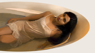 Картинка рисованное люди lin xiangxiang lu ванна арт купание отдых настроение девушка