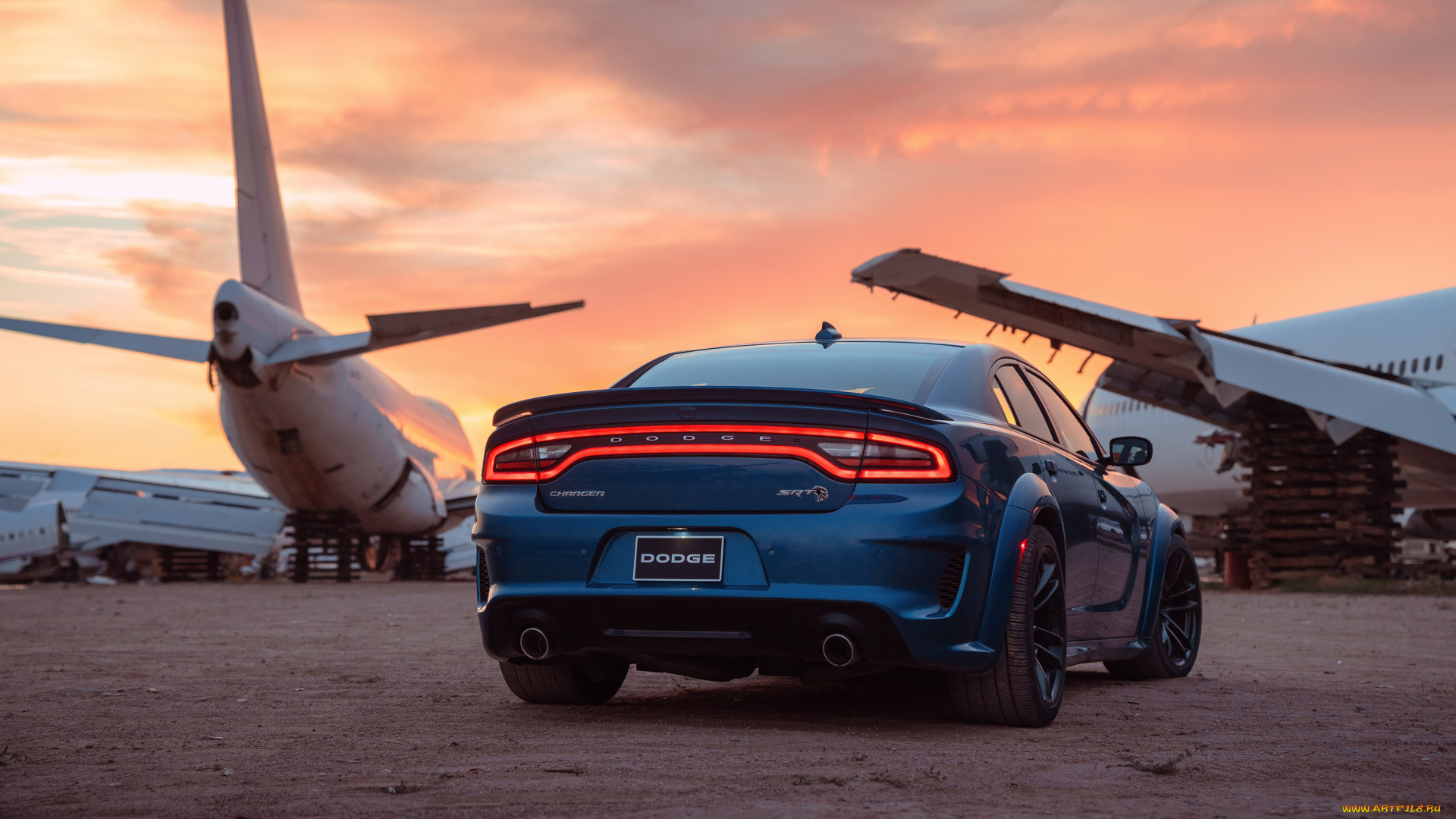 2020, dodge, charger, srt, hellcat, widebody, автомобили, dodge, 2020, charger, srt, hellcat, widebody, вид, сзади, тюнинг, стоянка, кладбище, самолетов