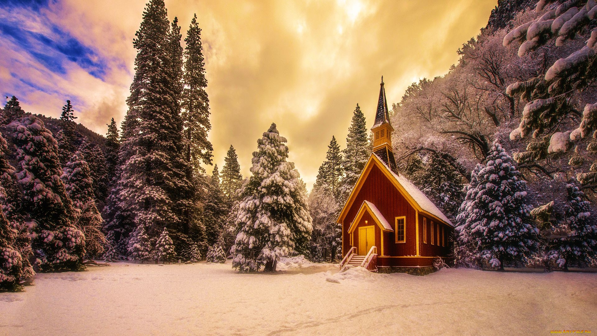 yosemite, chapel, города, -, католические, соборы, , костелы, , аббатства, yosemite, chapel