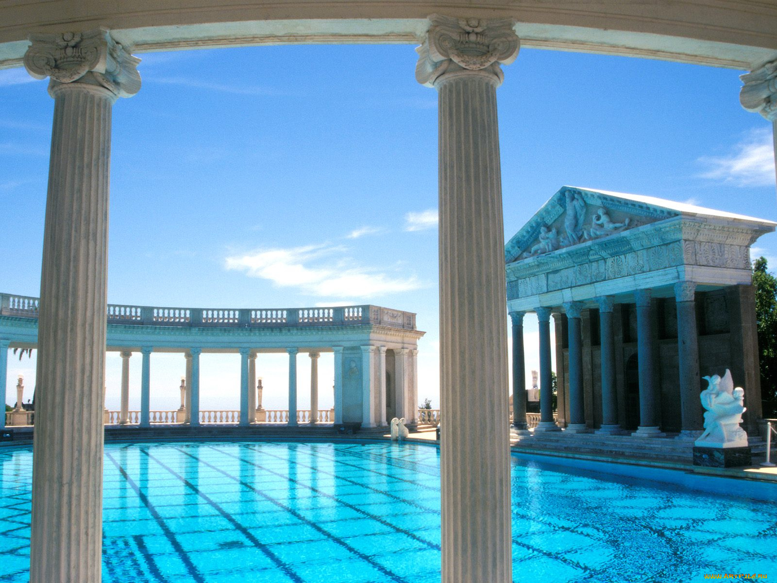 hearst, castle, pool, san, simeon, california, города, дворцы, замки, крепости