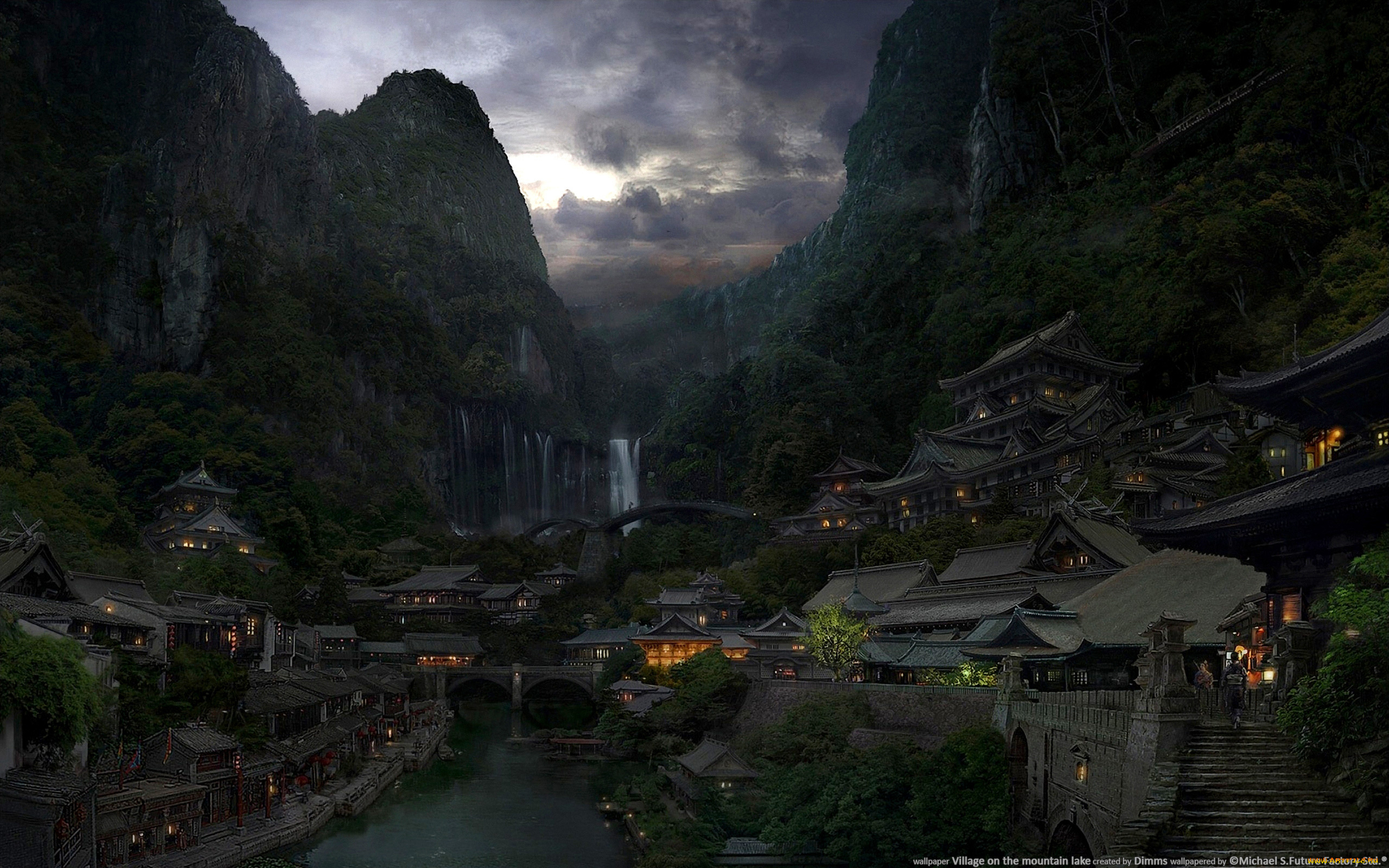 Город на горе в китае. Китайская Горная деревня Вансянь. Азиатский пейзаж. Японская деревня в горах.