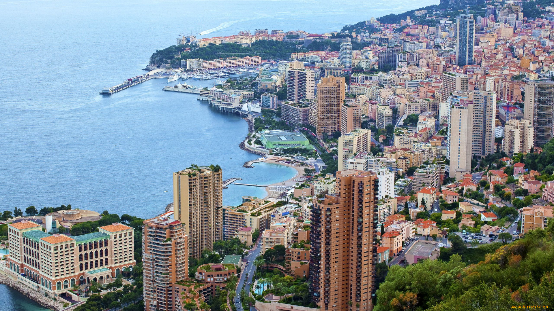 monaco, города, монте, карло, монако, пейзаж, море, здания