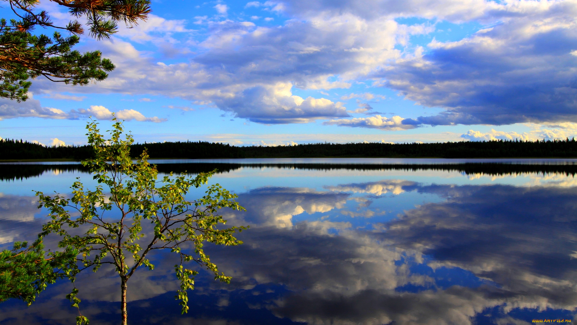 beautiful, lake, view, природа, реки, озера, отражение, озеро, облака