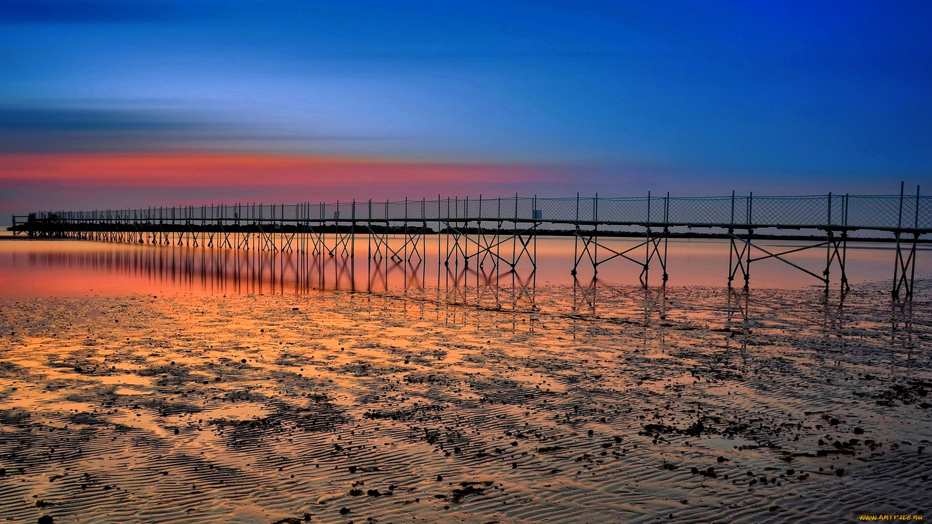 sea, bridge, природа, побережье, море, вечер, пляж, мост