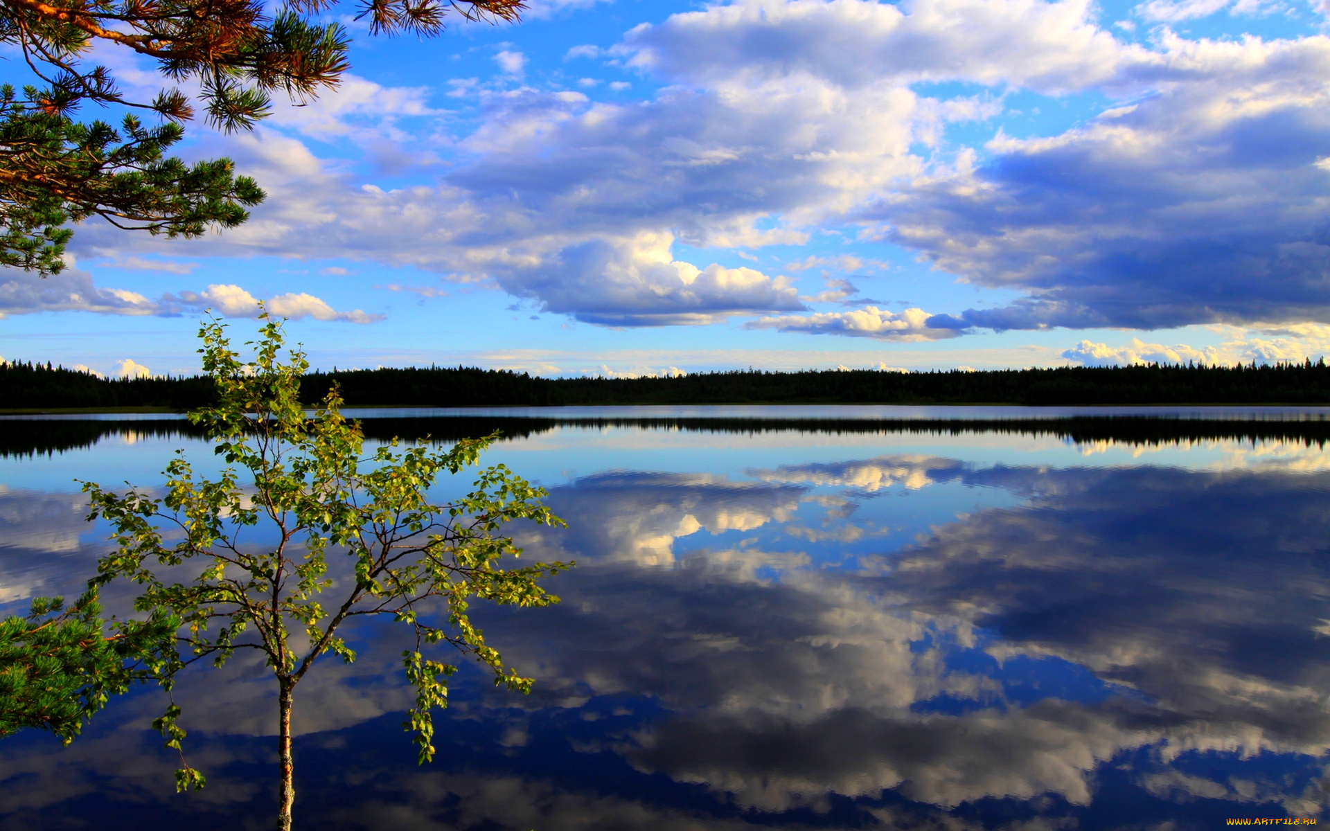 beautiful, lake, view, природа, реки, озера, отражение, озеро, облака