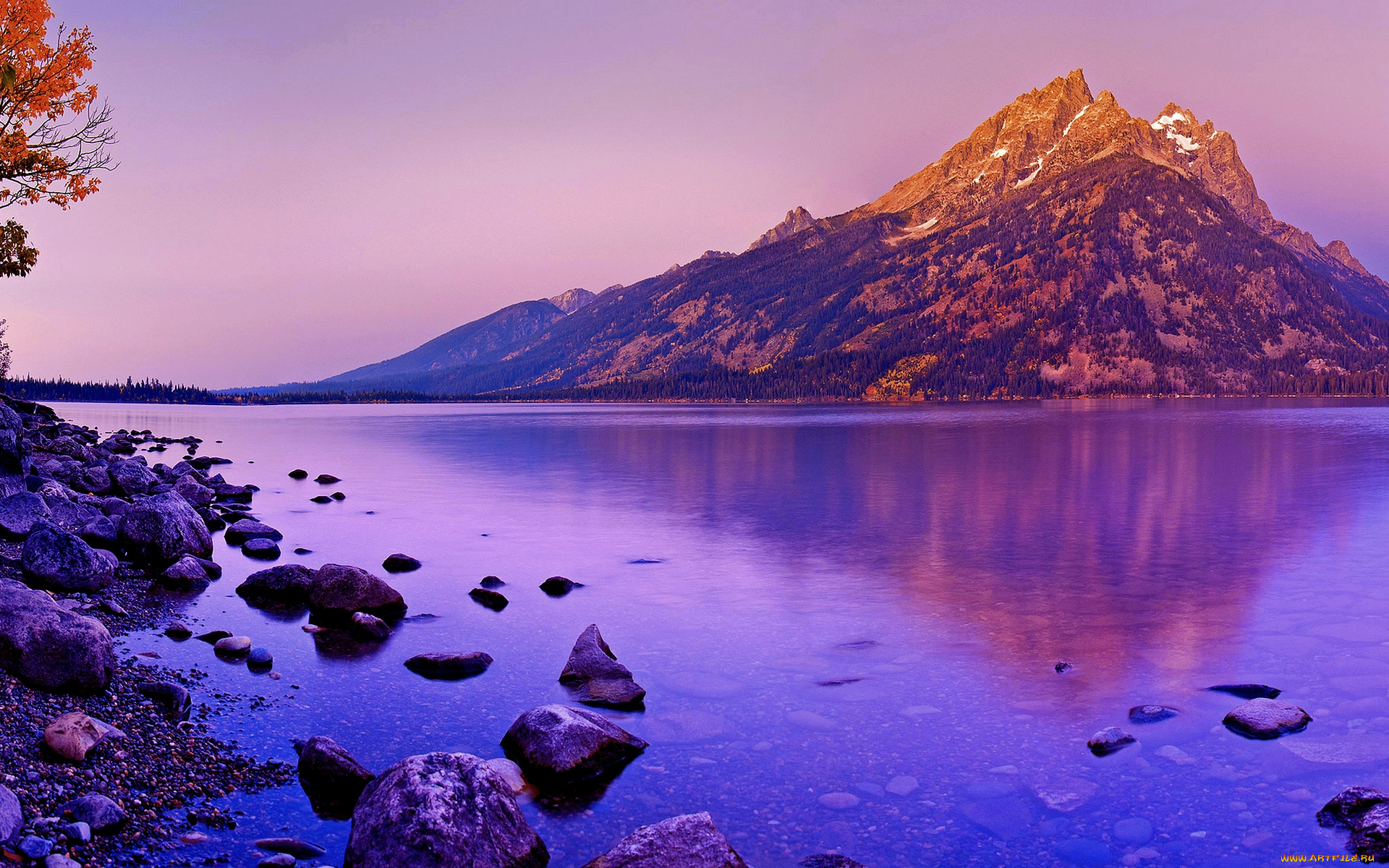 calm, lake, природа, реки, озера, озеро, фиолетовое, вершина, гора