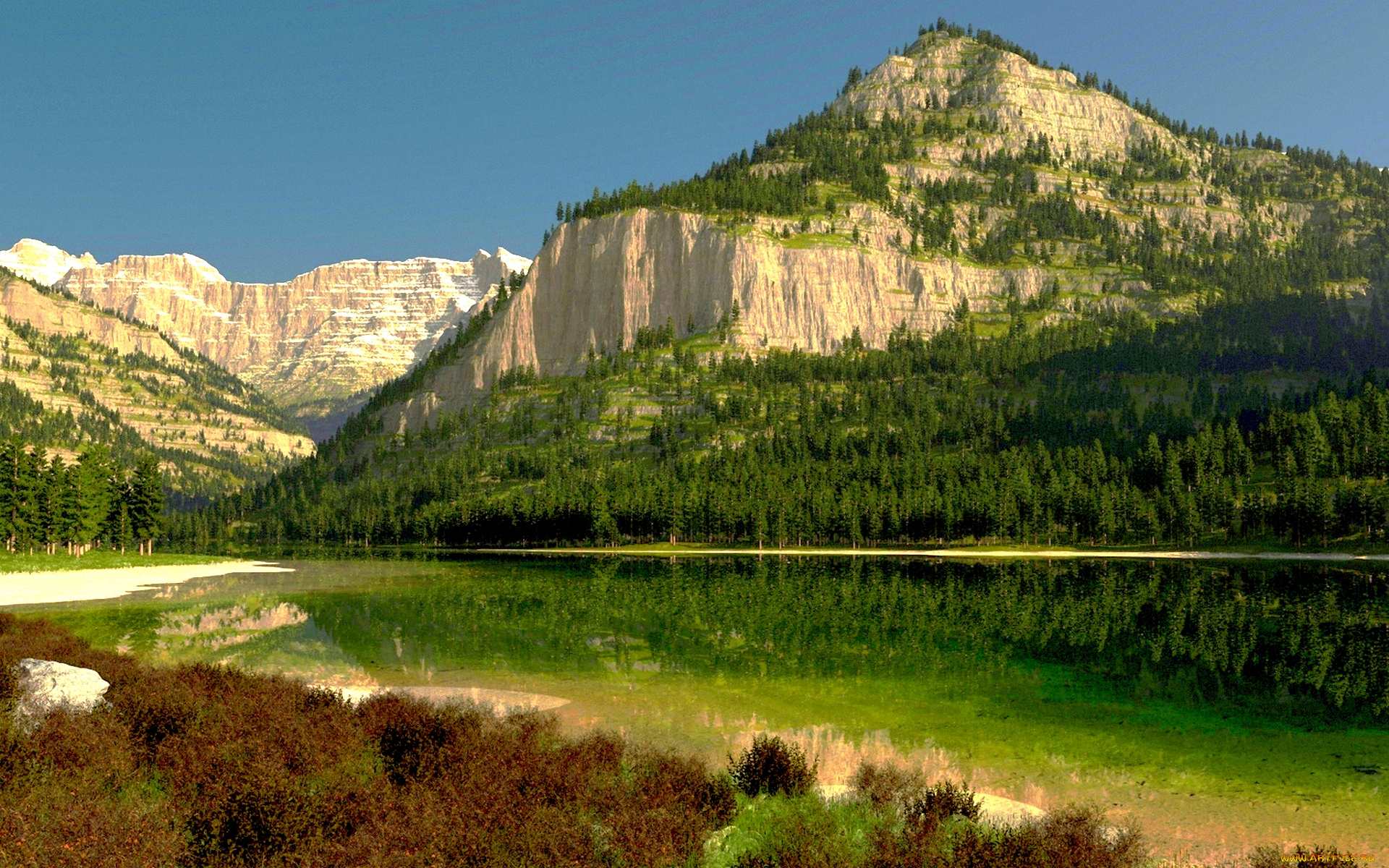 forest, lake, природа, реки, озера, озеро, леса, горы