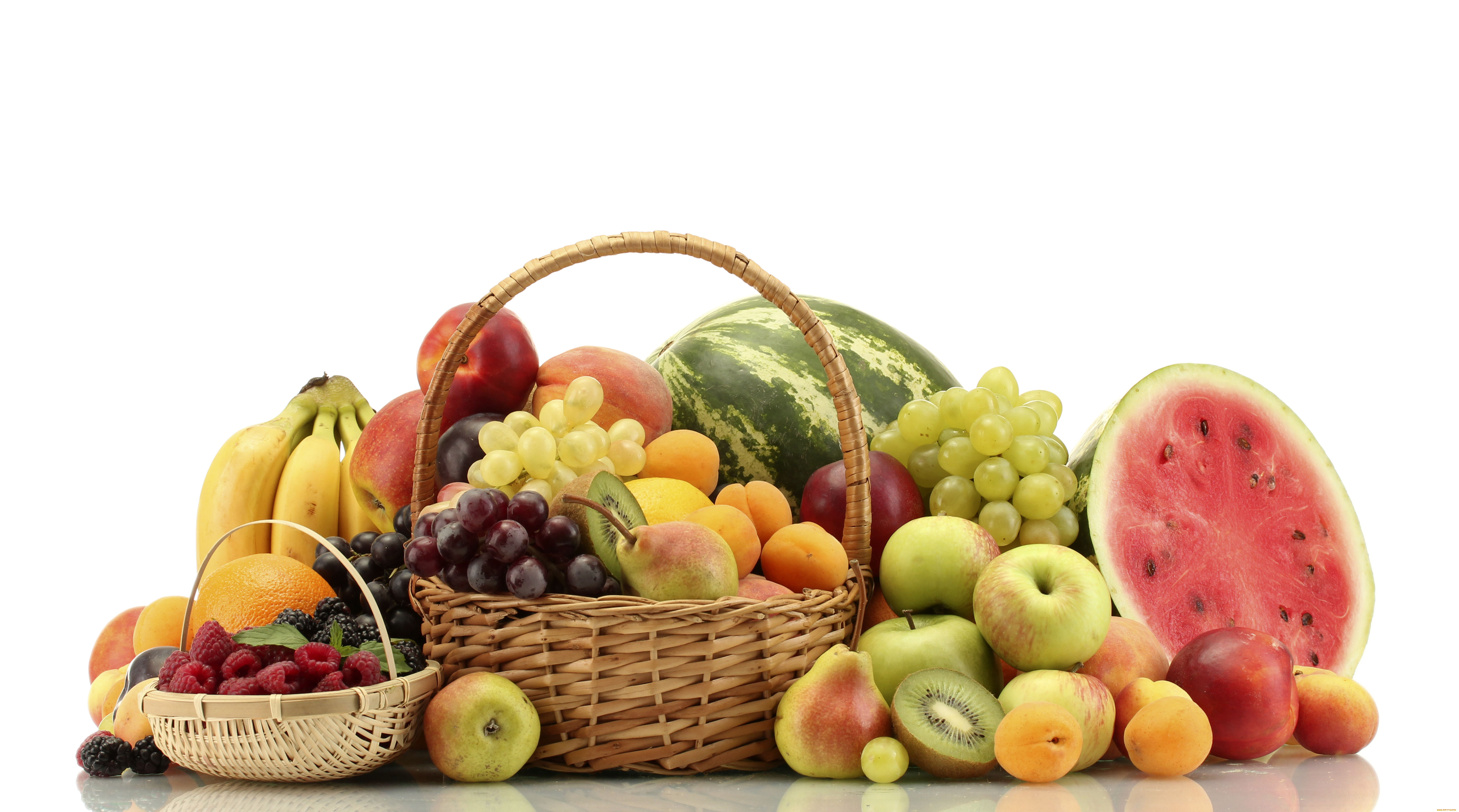 fruit, еда, фрукты, ягоды, арбуз, груши, яблоки, киви, бананы, персики, виноград