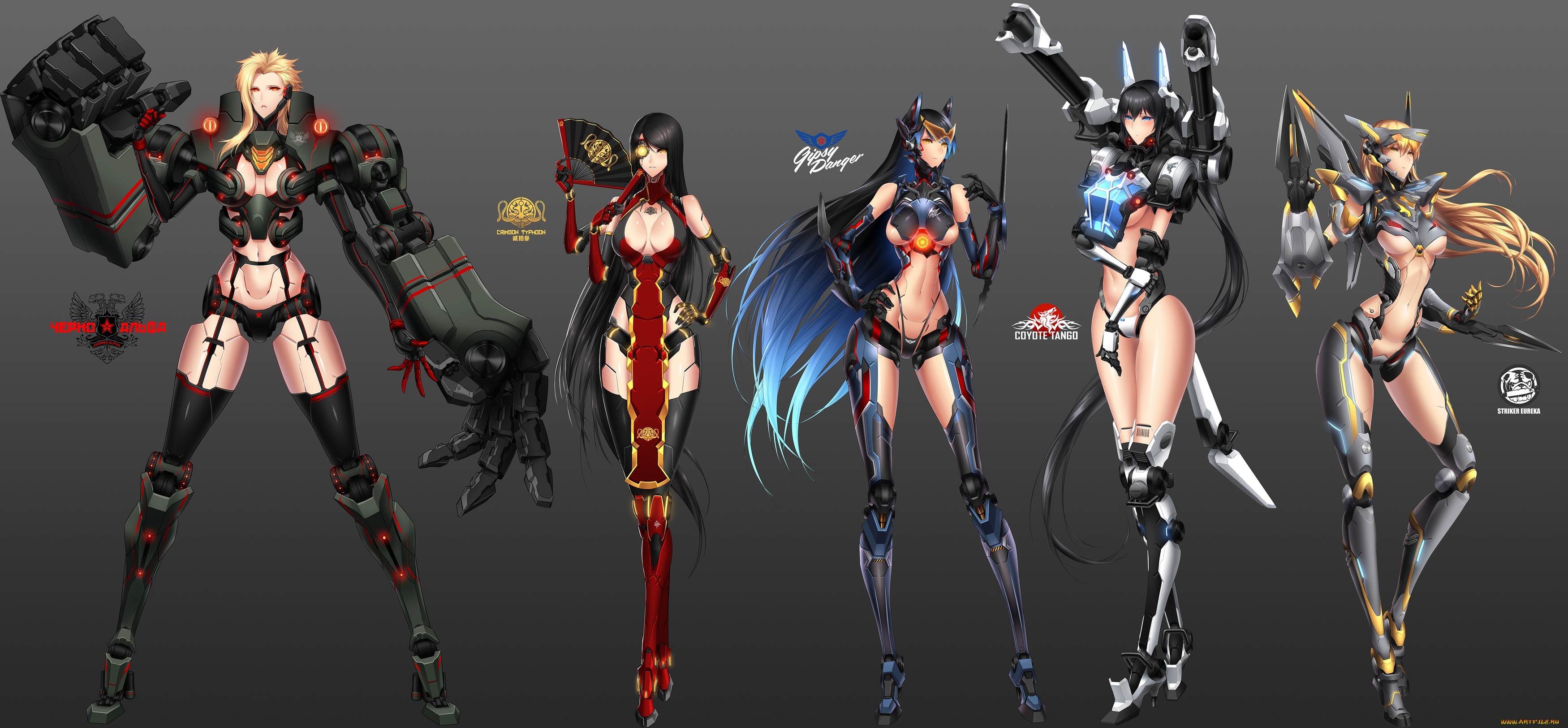аниме, -weapon, , blood, &, technology, киборг, оружие, арт, девушки, роботы