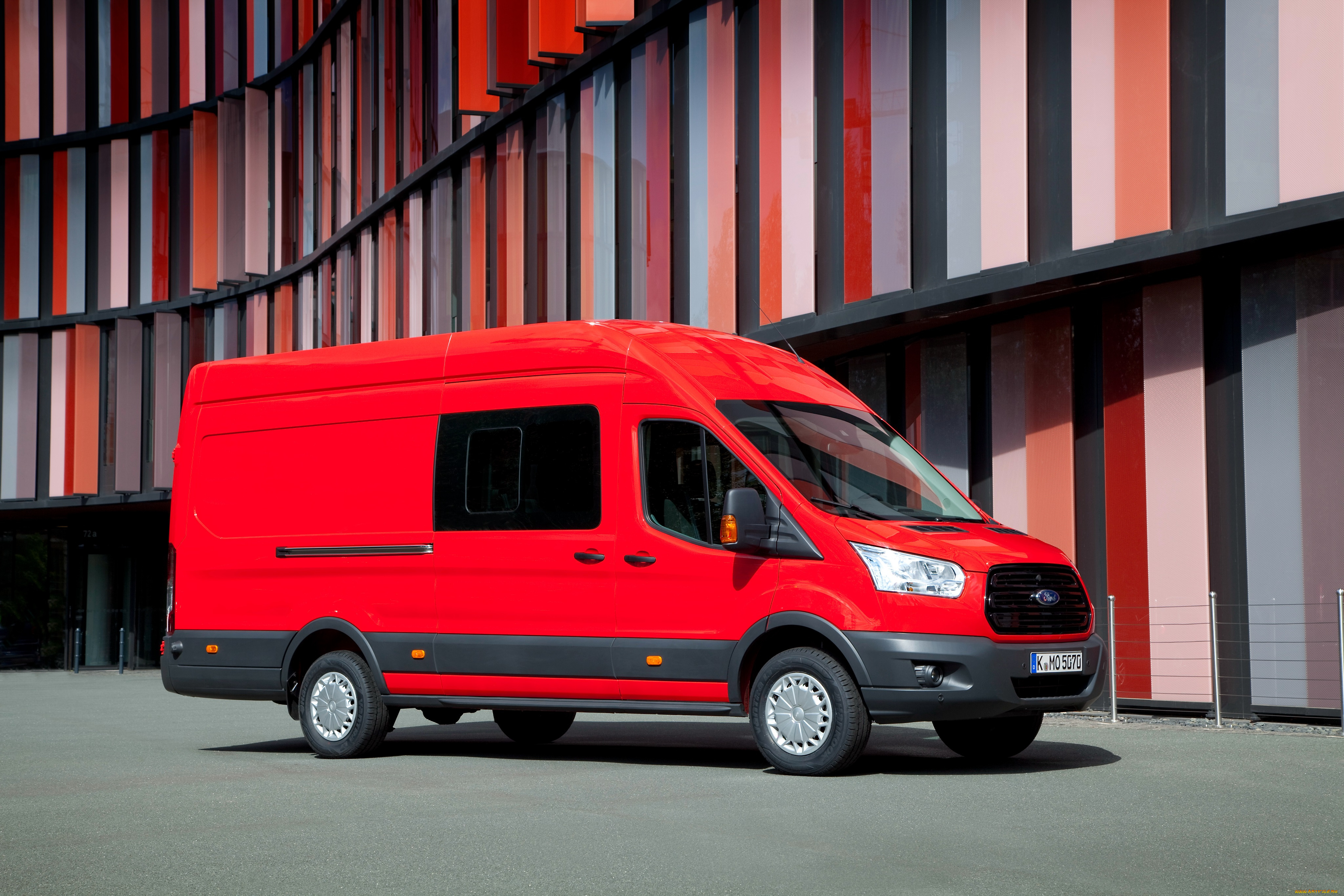 автомобили, ford, trucks, красный, 2014г, l4h3, double-cab-in-van, jumbo, transit, ford