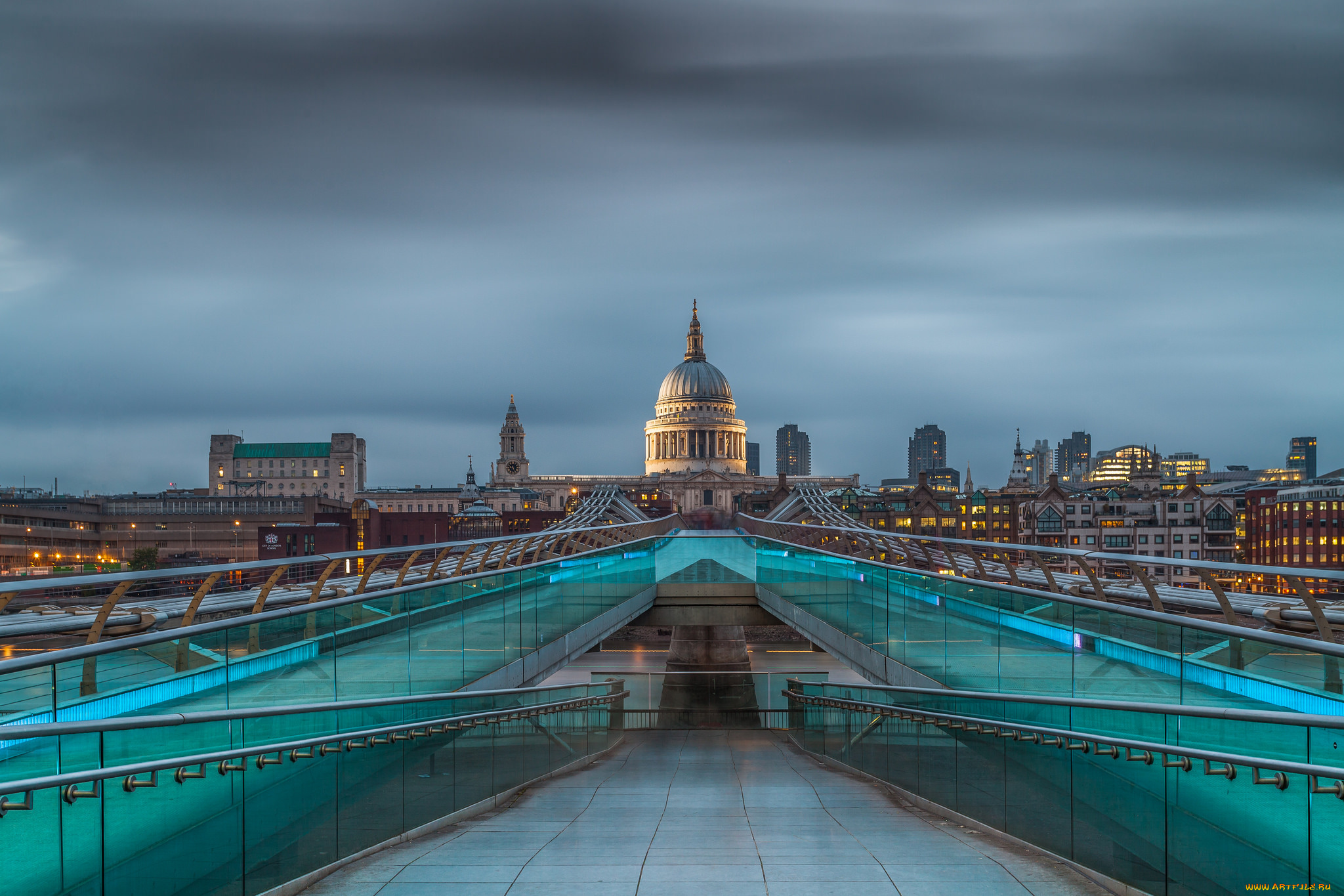 st, pauls, from, millenium, bridge, города, лондон, , великобритания, собор, мост