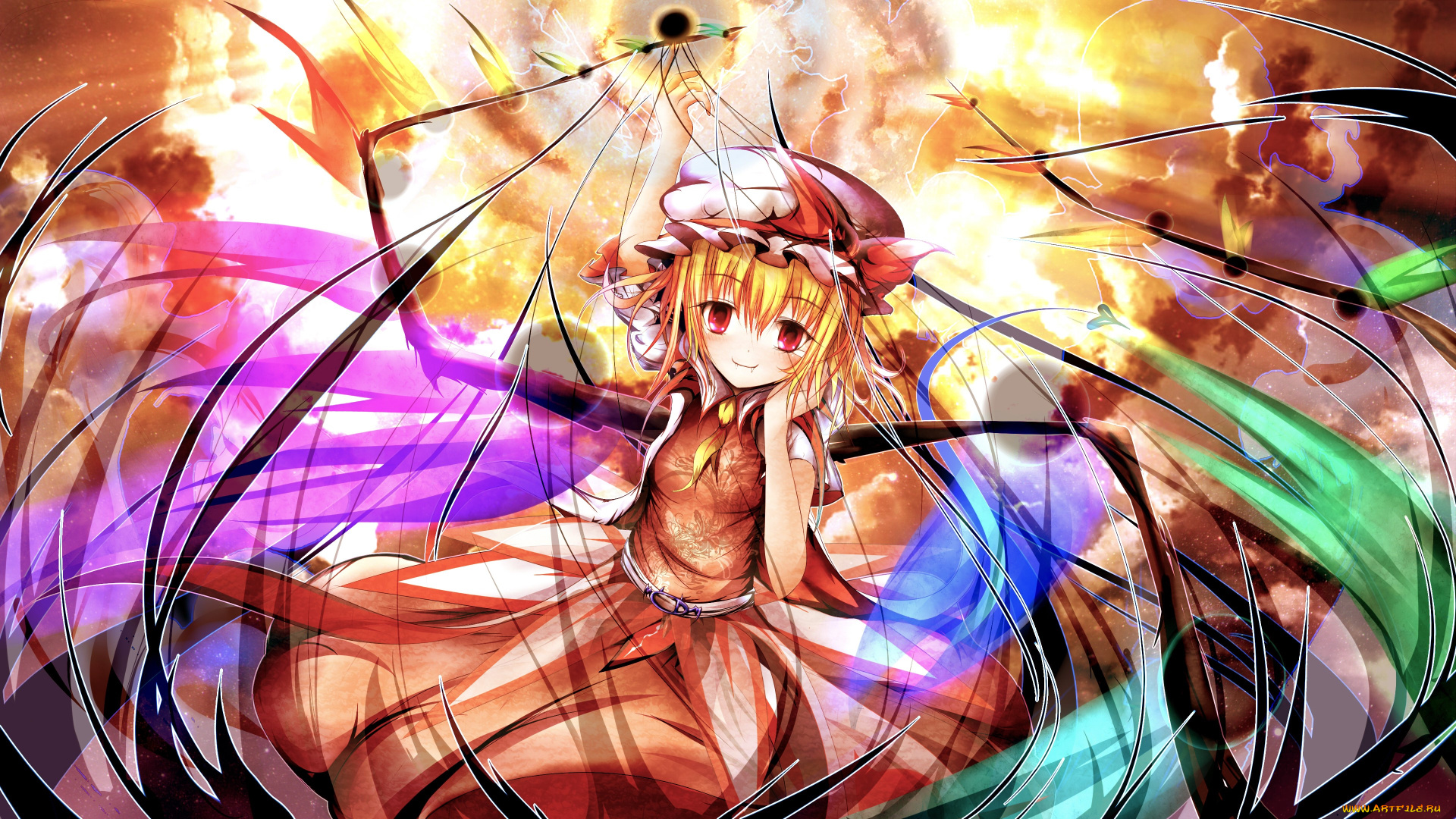 аниме, touhou, фон, взгляд, девушка