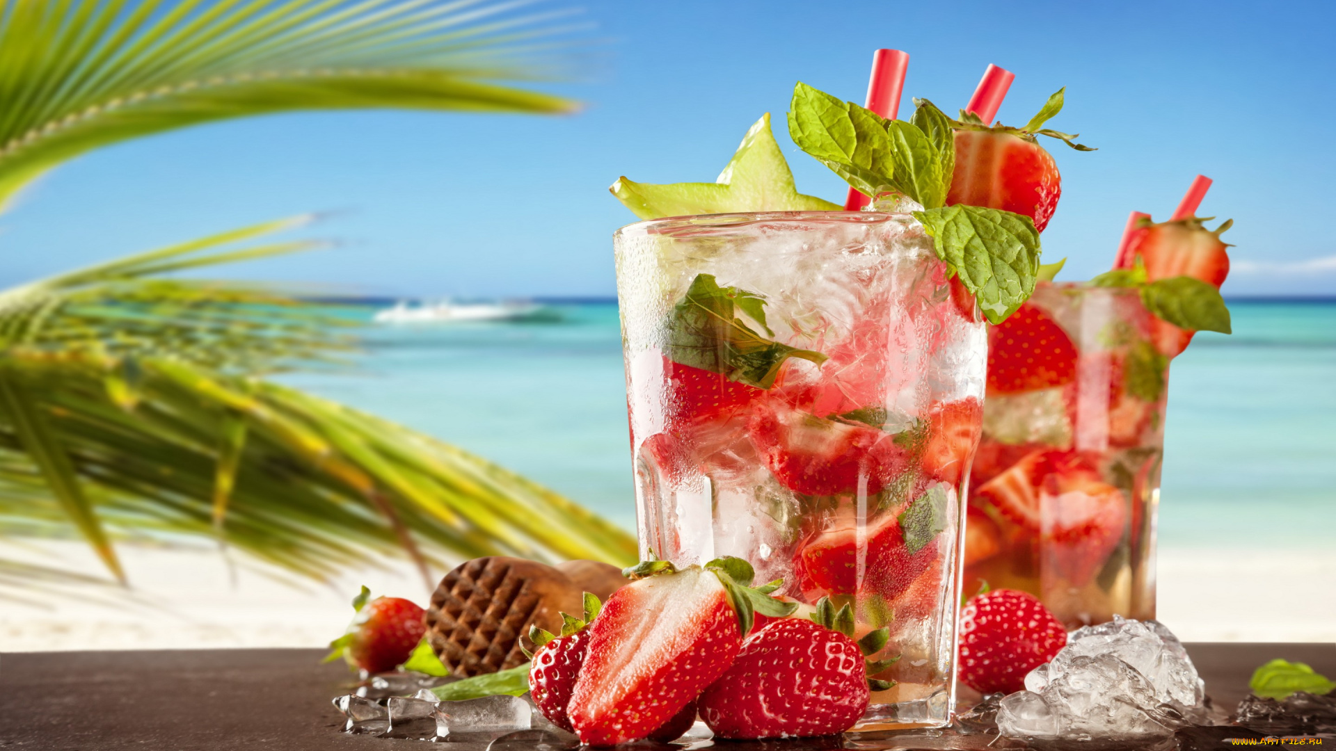 еда, напитки, , коктейль, клубника, fresh, tropical, drink, коктейль, пляж, море, mojito, paradise, sea, beach, summer, strawberry, cocktail, мохито