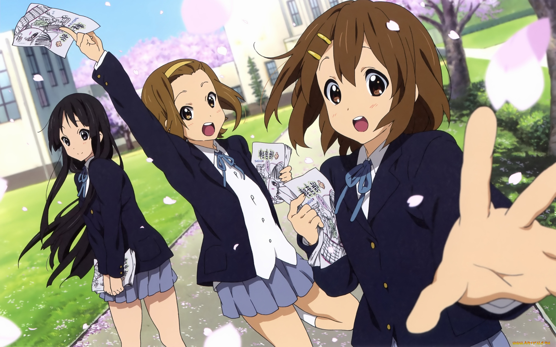 аниме, k-on, взгляд, фон, девушки