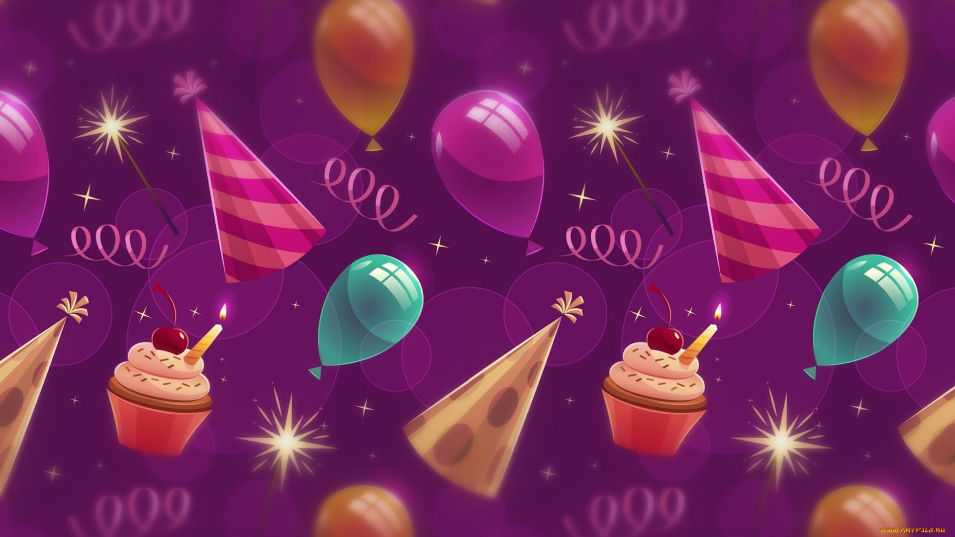 праздничные, день, рождения, background, фон, капкейки, birthday, текстура, balloons, кексы
