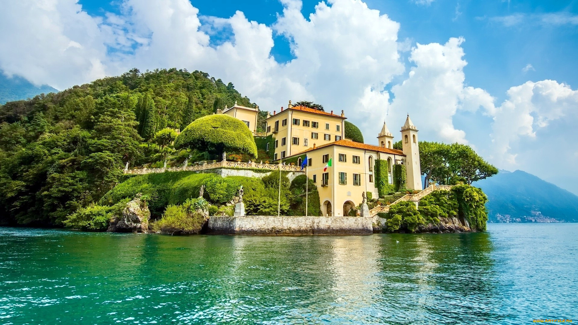 villa, balbianello, on, lake, como, italy, города, -, пейзажи, villa, balbianello, on, lake, como