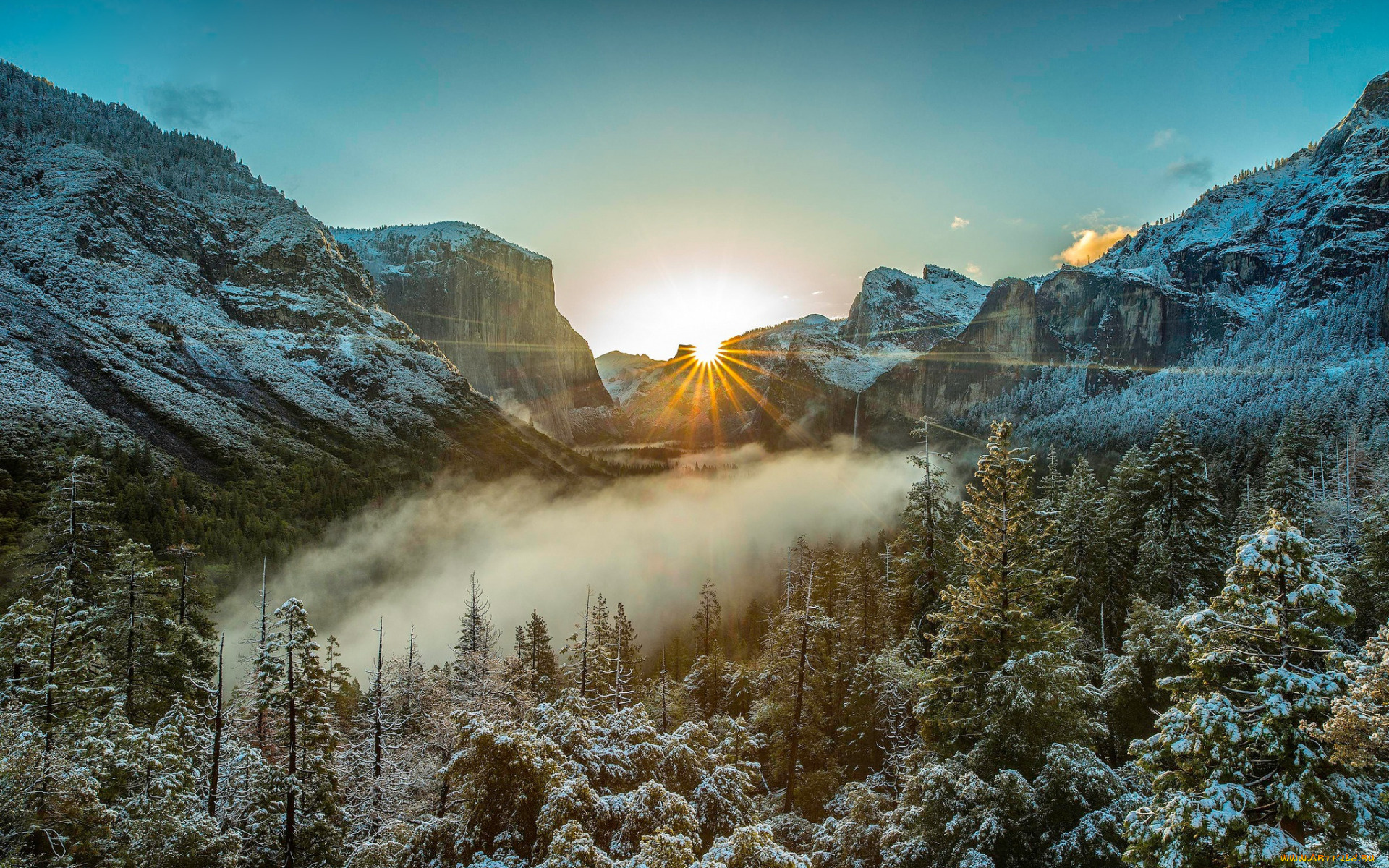 yosemite, national, park, usa, природа, восходы, закаты, лес, пейзаж, горы, утро, национальный, парк, йосемити, сша, сьерра-невада, калифорния, восход, туман