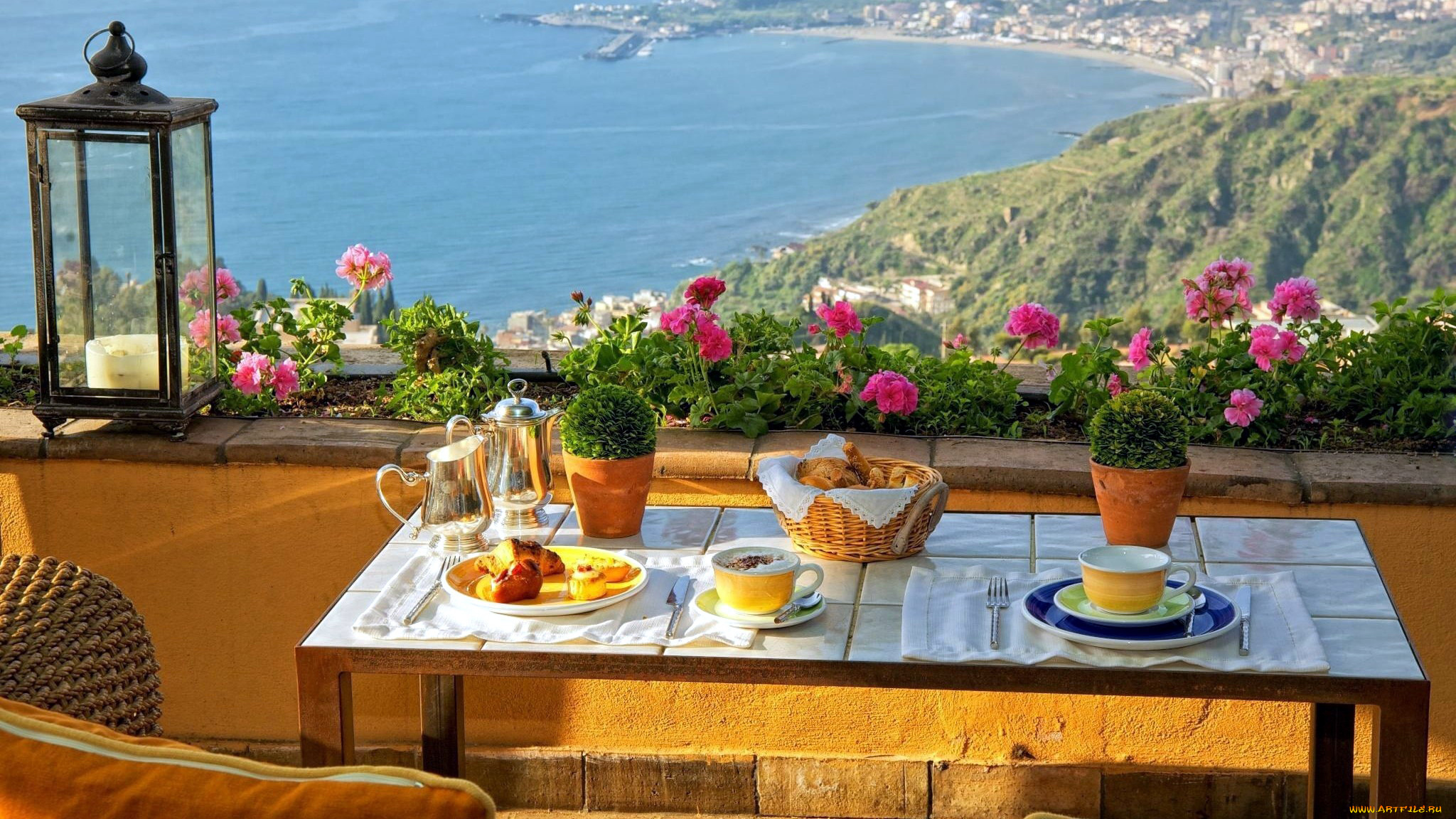 еда, сервировка, стол, панорама, завтрак