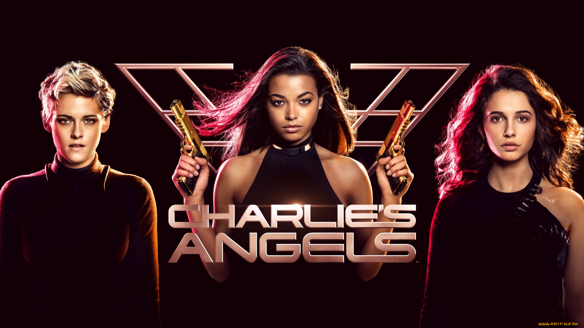 charlie`s, angels, , 2019, кино, фильмы, кристен, стюарт, комедия, боевик, ангелы, чарли, постер, элла, балинска, наоми, скотт