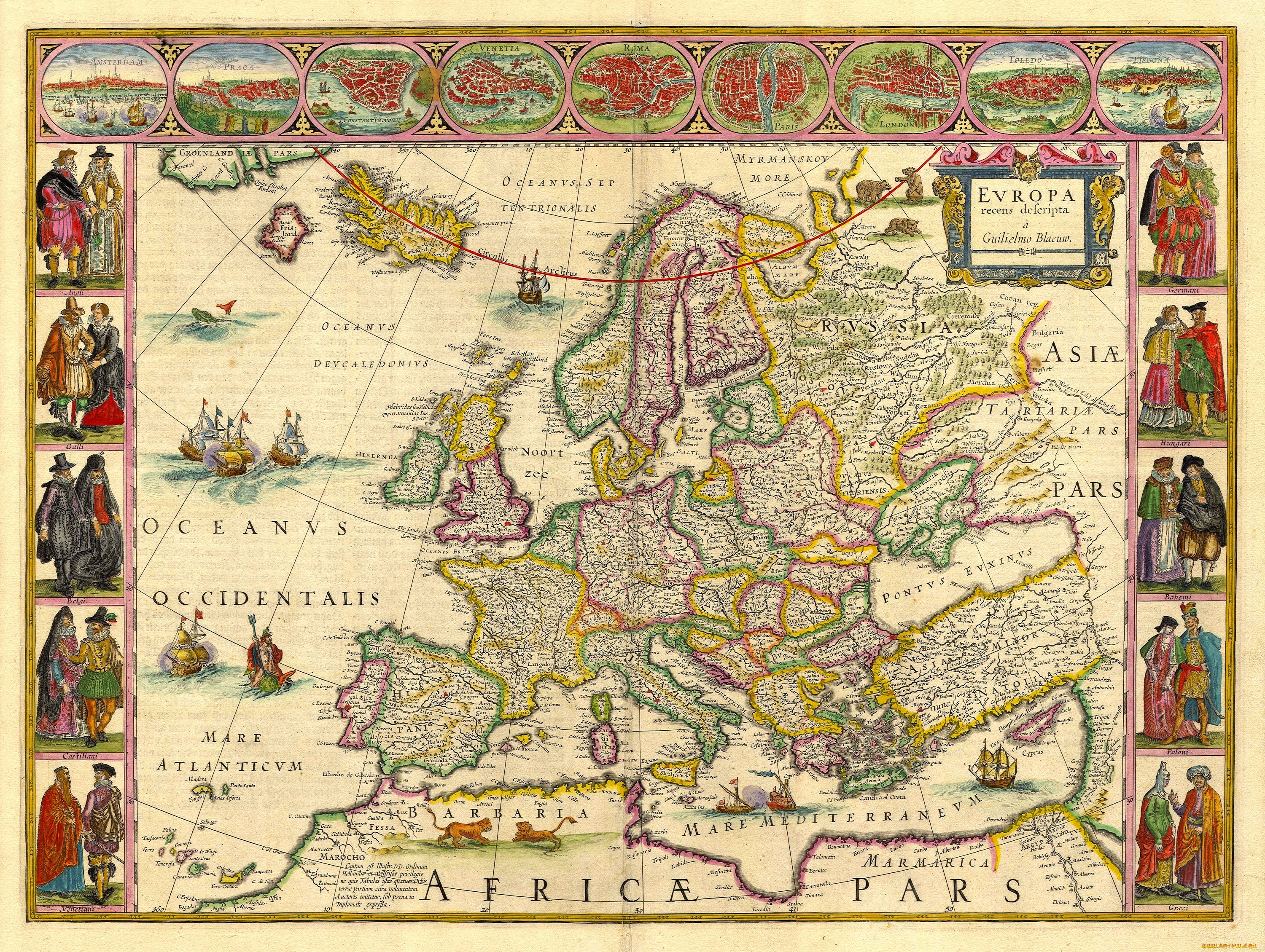 старинная, карта, европы, разное, глобусы, карты, европа
