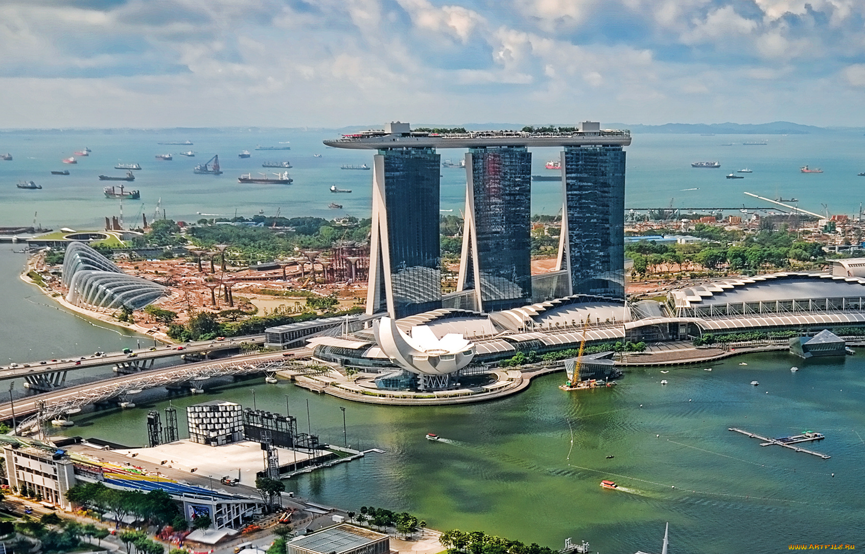 города, сингапур, панорама