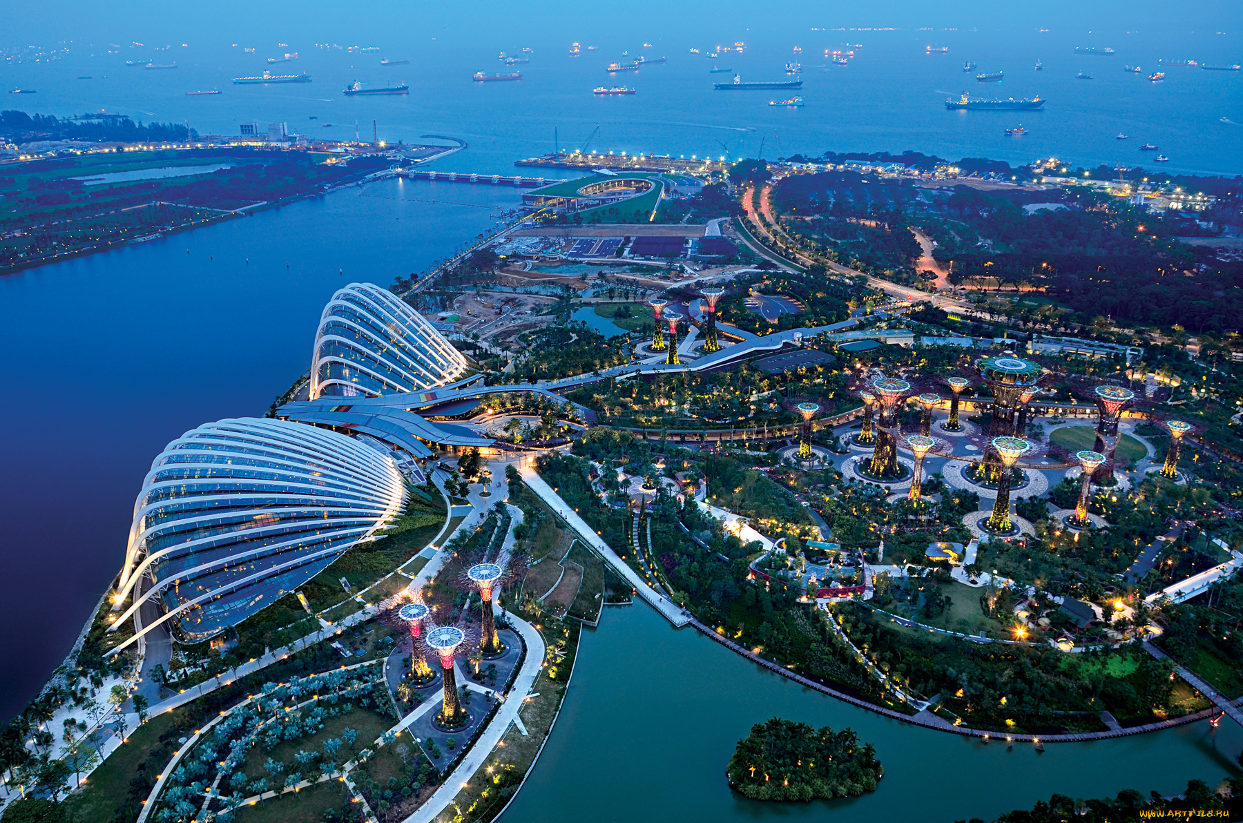 города, сингапур, панорама, вид, сверху, оригинальность, архитектура
