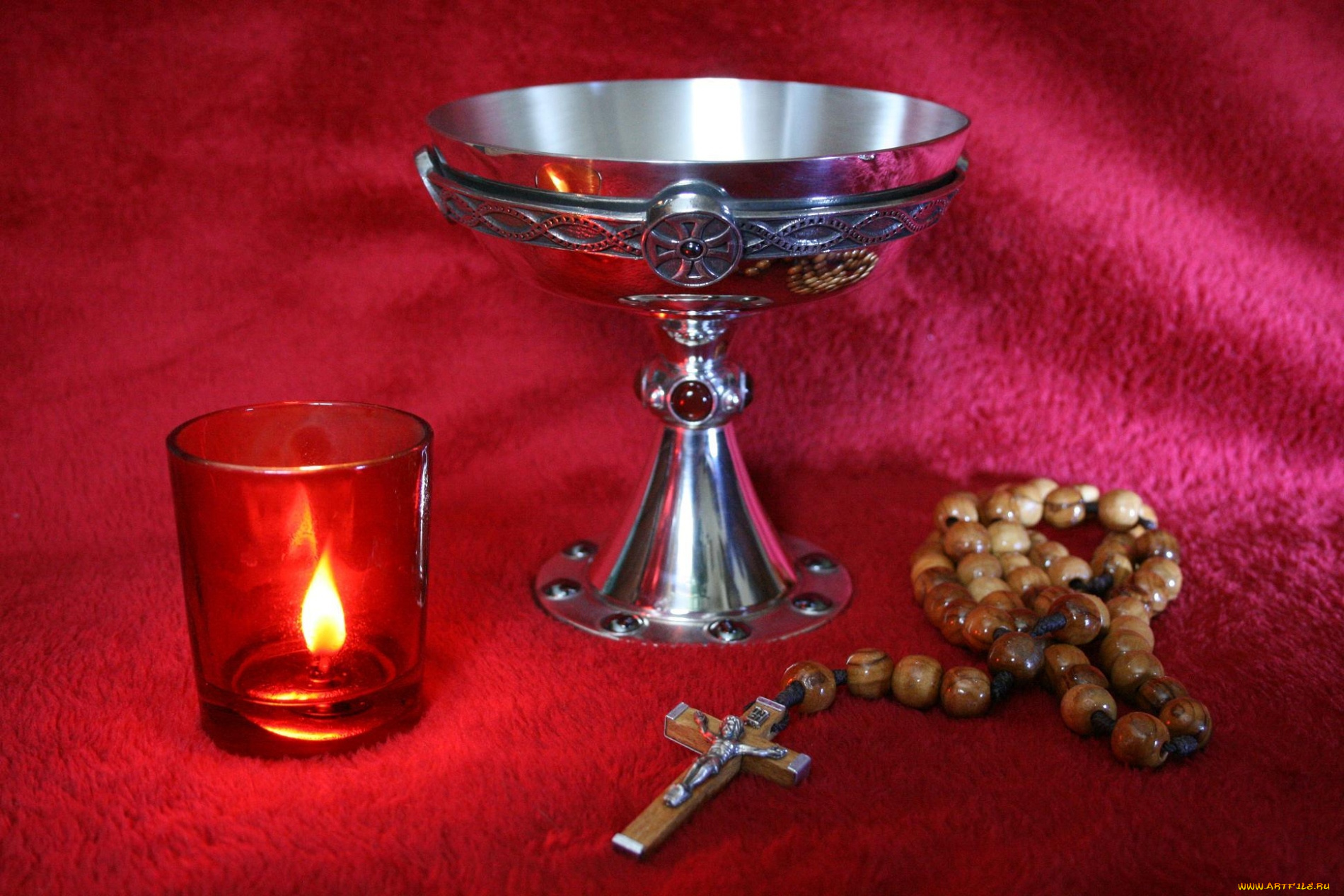 разное, религия, чаша, крестик, свеча