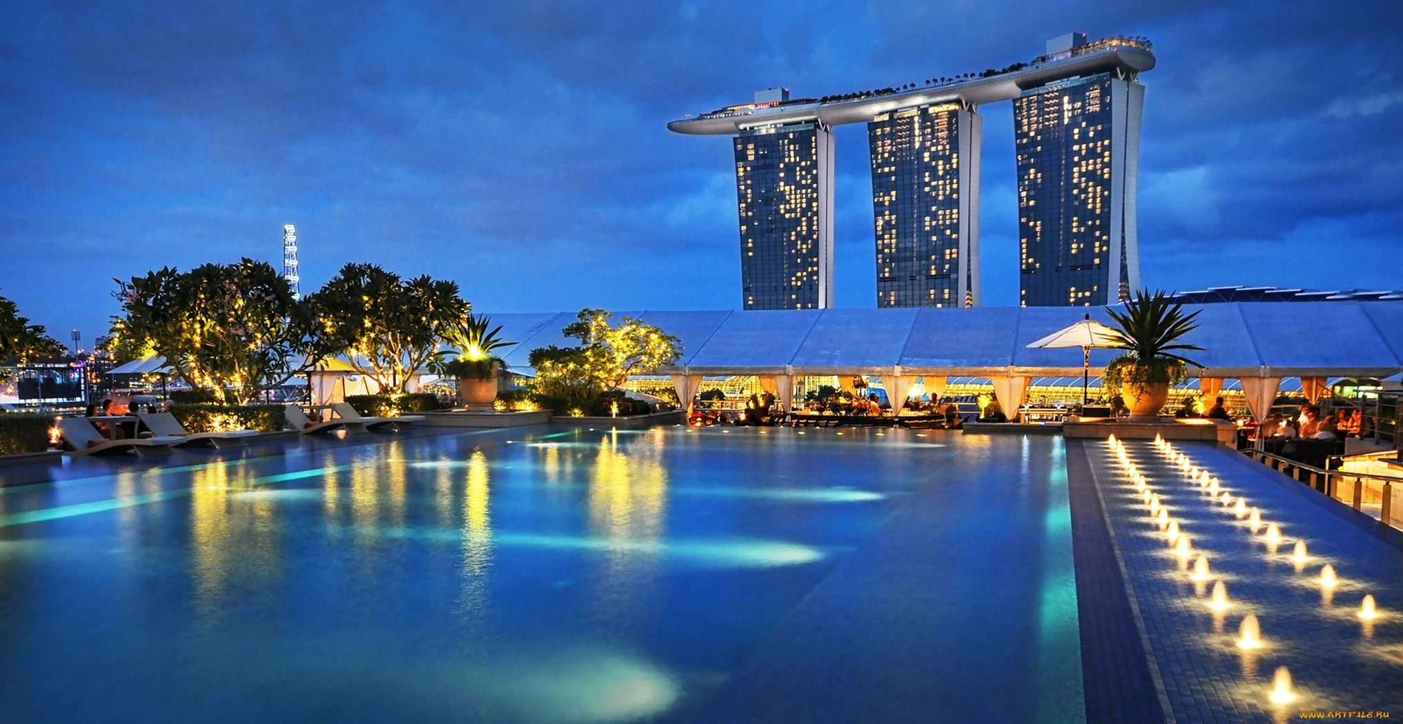 города, сингапур, бассейн, голубая, вода