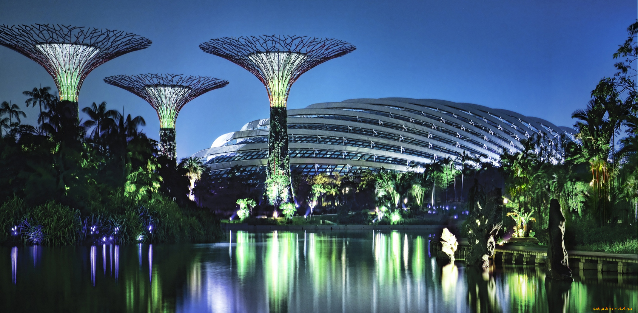 города, сингапур, сад, у, залива