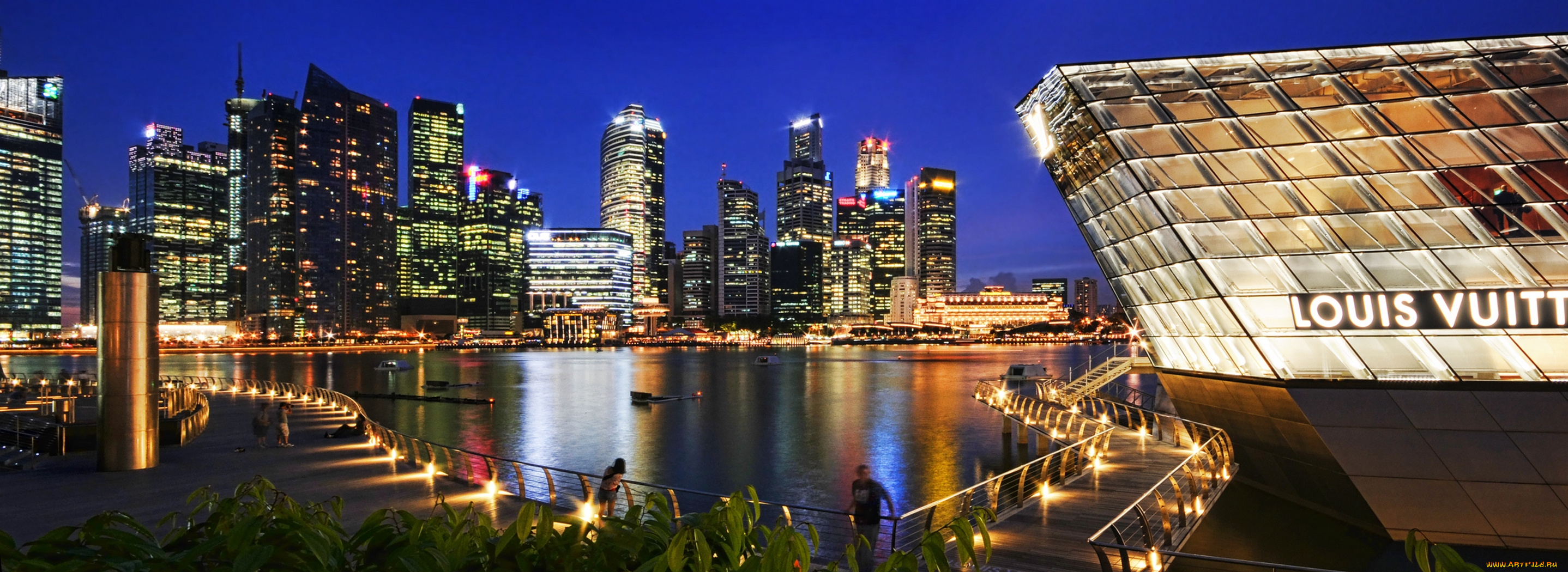 города, сингапур, огни, ночного
