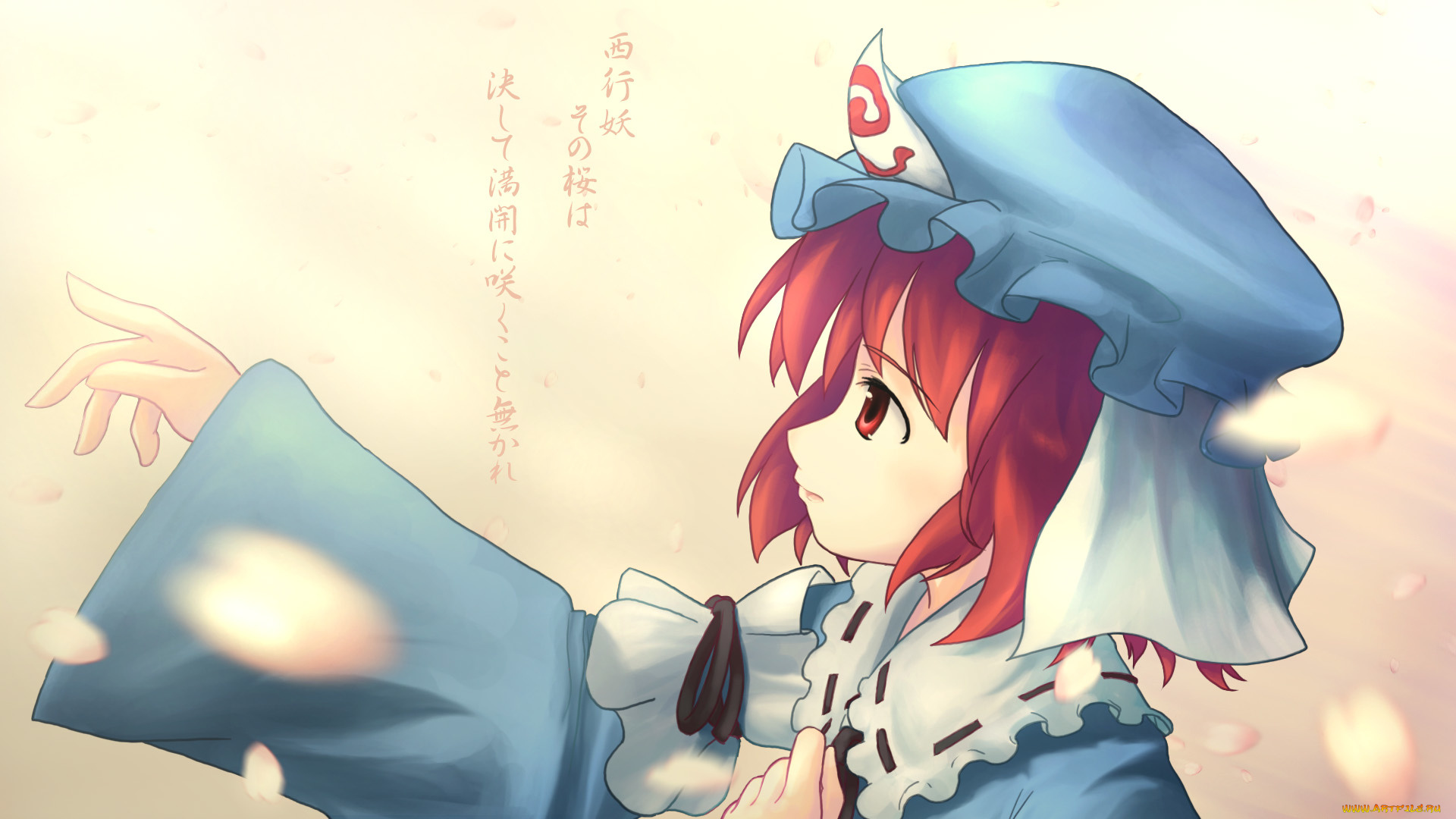 аниме, touhou, девушка, взгляд, фон