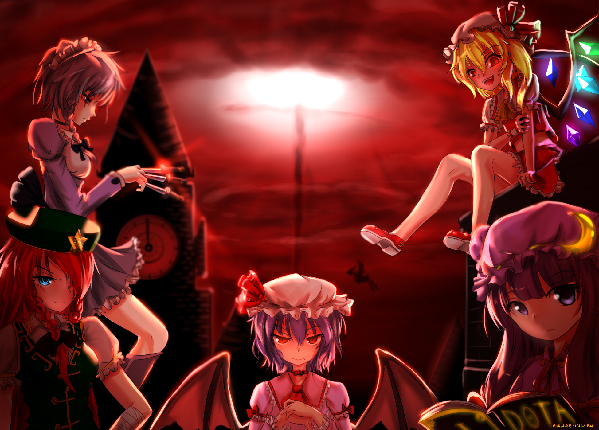 touhou, аниме, unknown, , другое, фон, взгляд, девушки