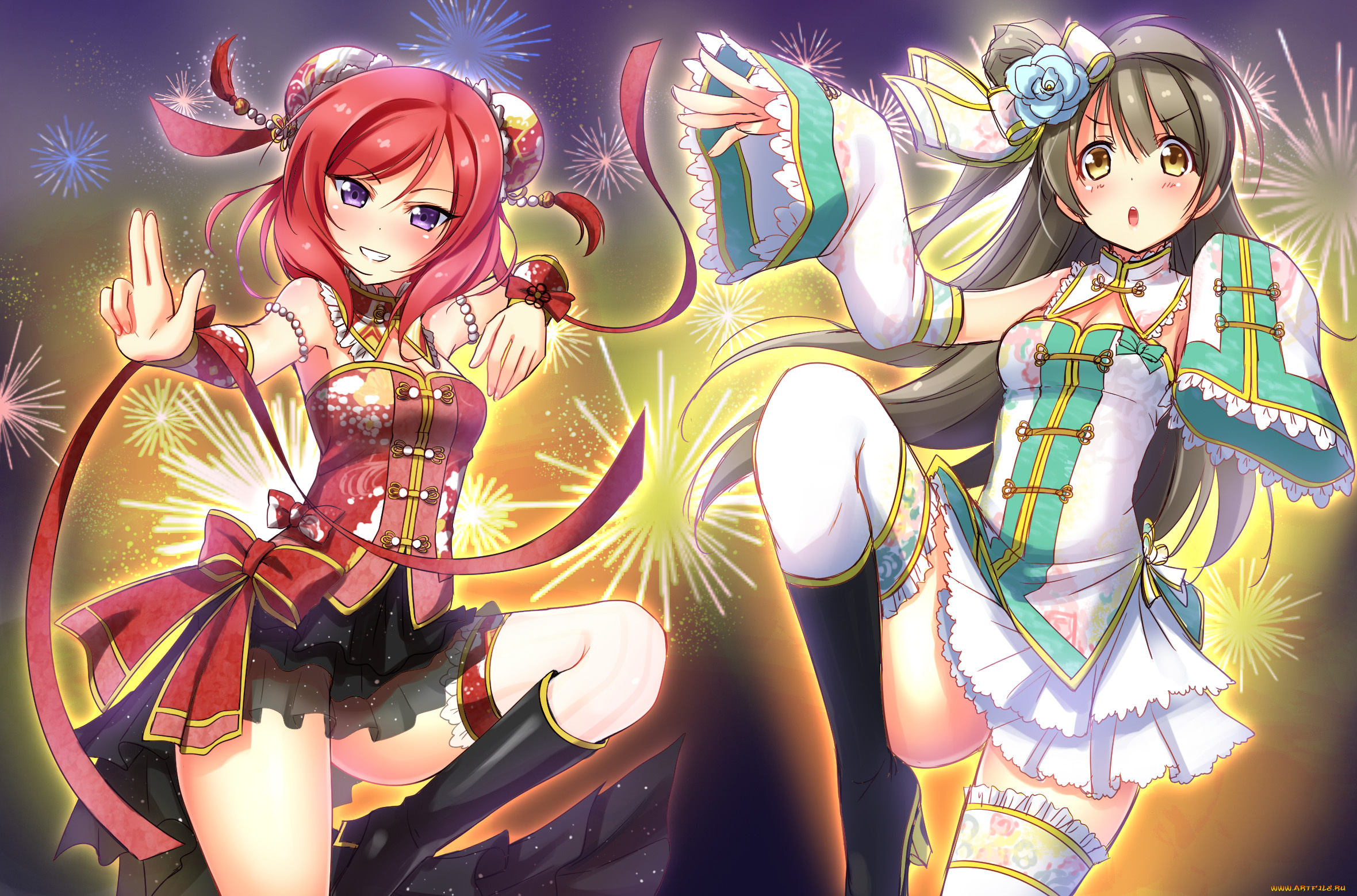 аниме, love, live, , school, idol, project, взгляд, девушки, фон