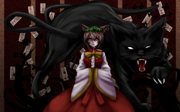 Картинка аниме touhou девушка взгляд фон