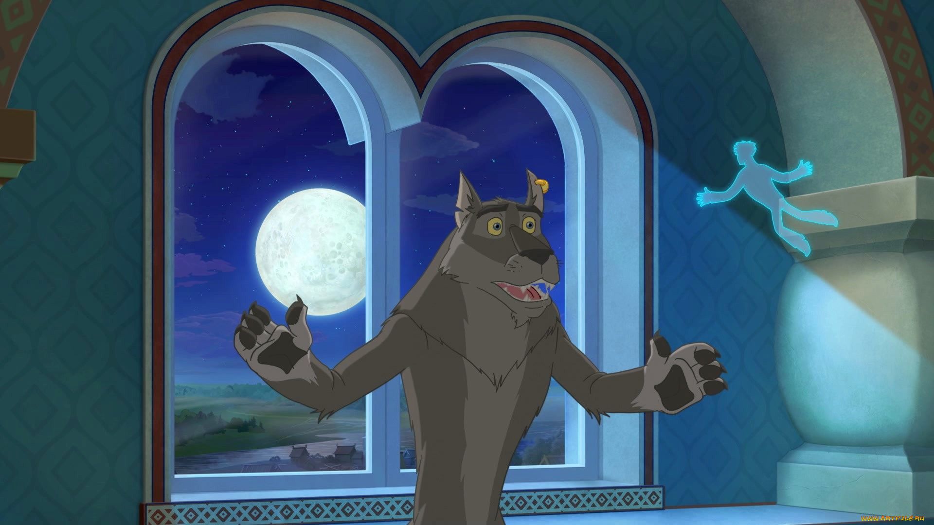 мультфильмы, иван, царевич, и, серый, волк, 3, волк, приведение, эмоции, окно, луна