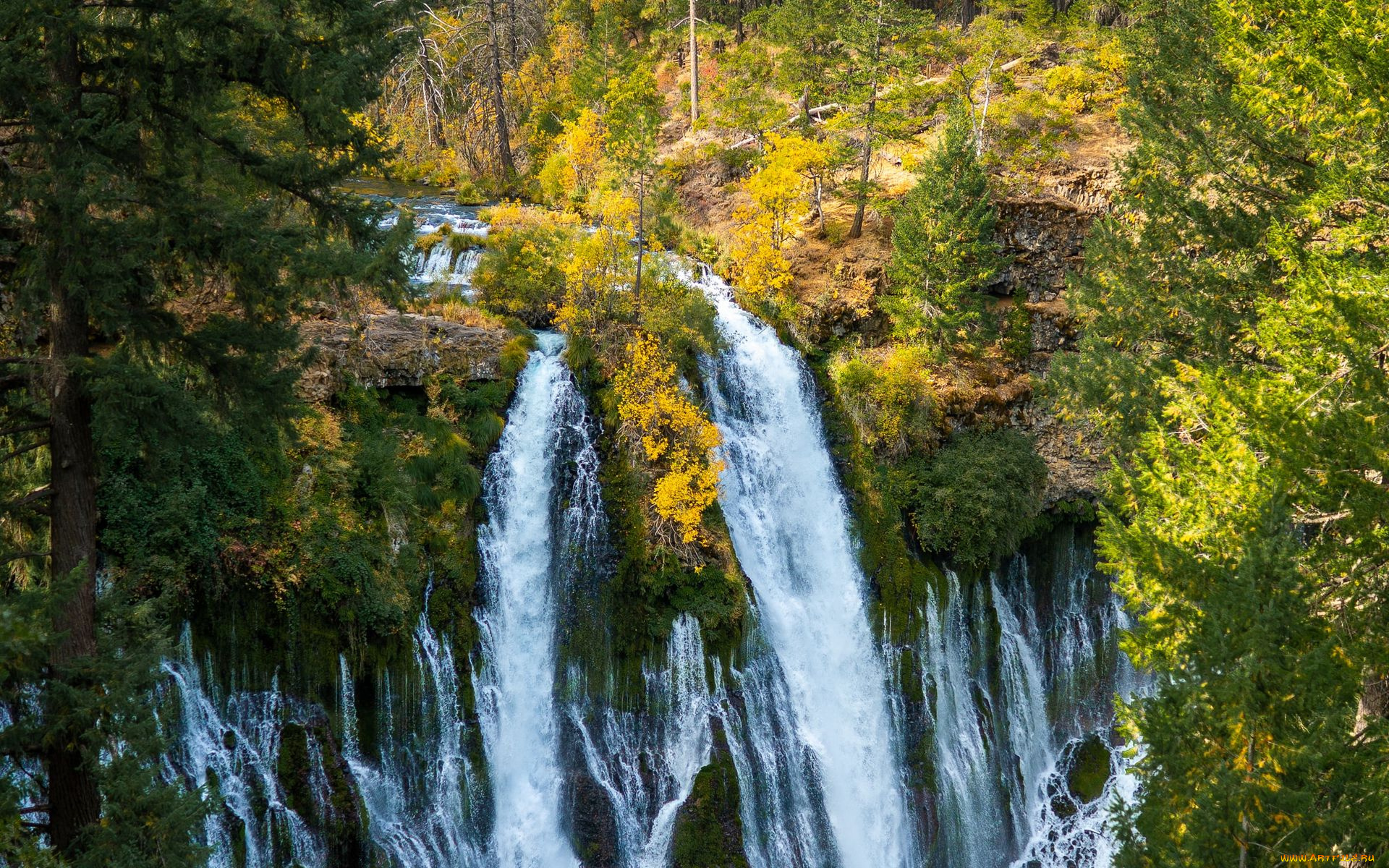 природа, водопады, вода, водопад, поток