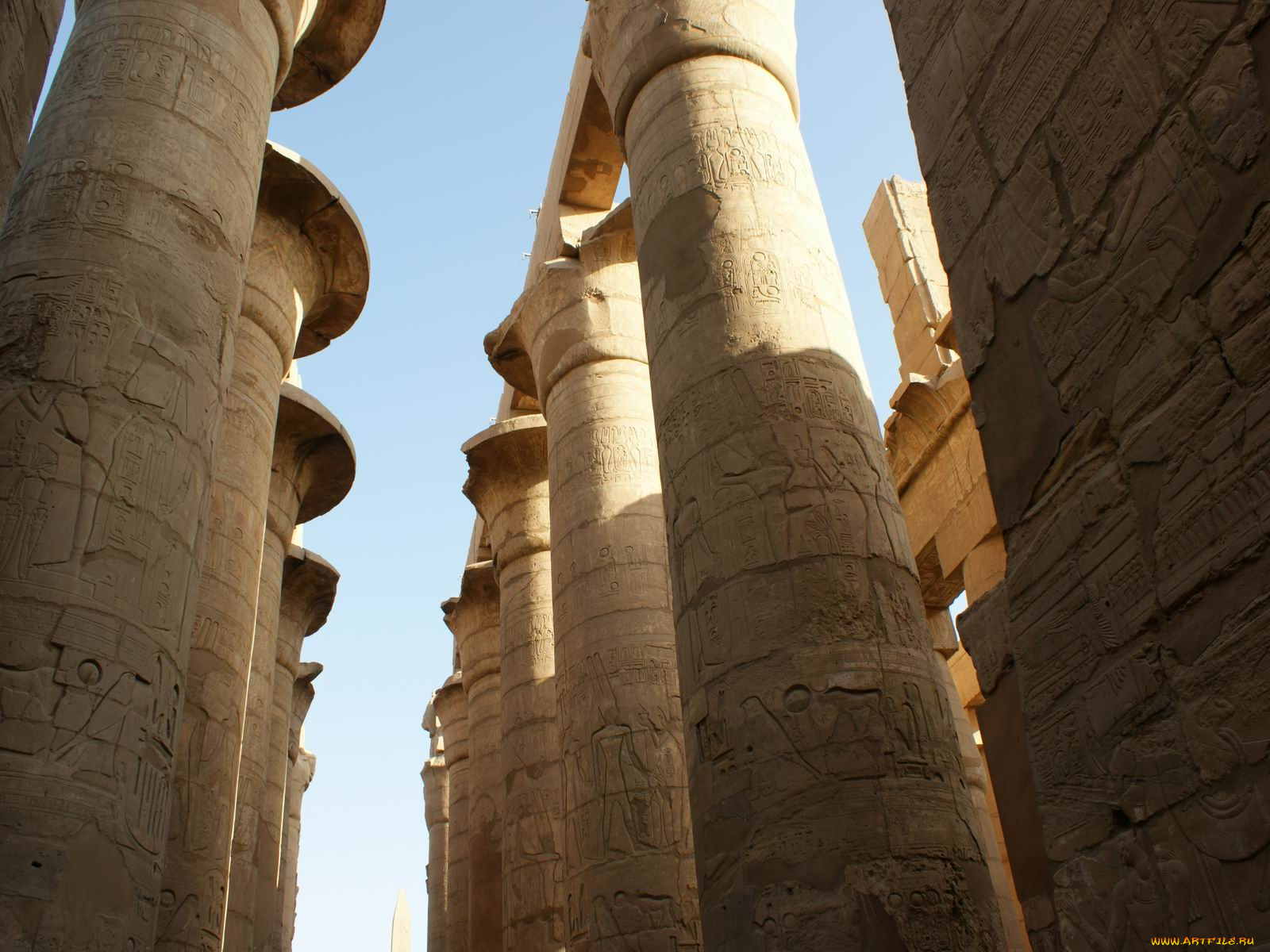колонный, зал, луксор, египет, города, исторические, архитектурные, памятники