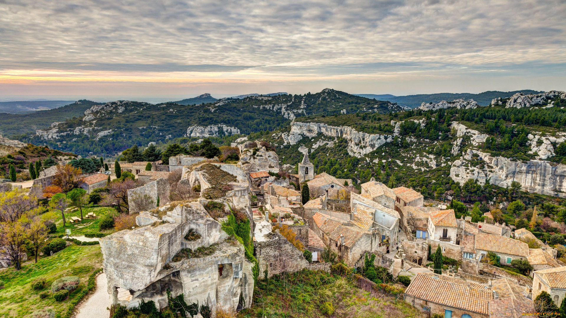 les, baux, de, provence, france, города, пейзажи, горы